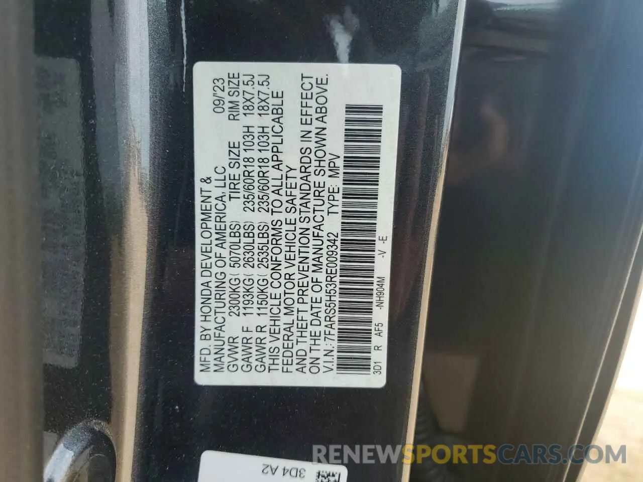 15 Photograph of a damaged car 7FARS5H53RE009342 HONDA CRV 2024