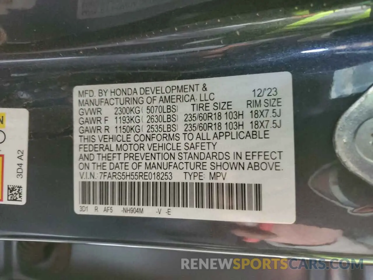13 Photograph of a damaged car 7FARS5H55RE018253 HONDA CRV 2024