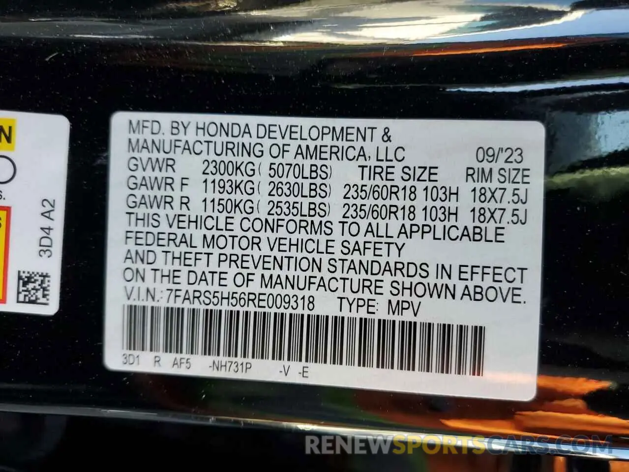 13 Photograph of a damaged car 7FARS5H56RE009318 HONDA CRV 2024