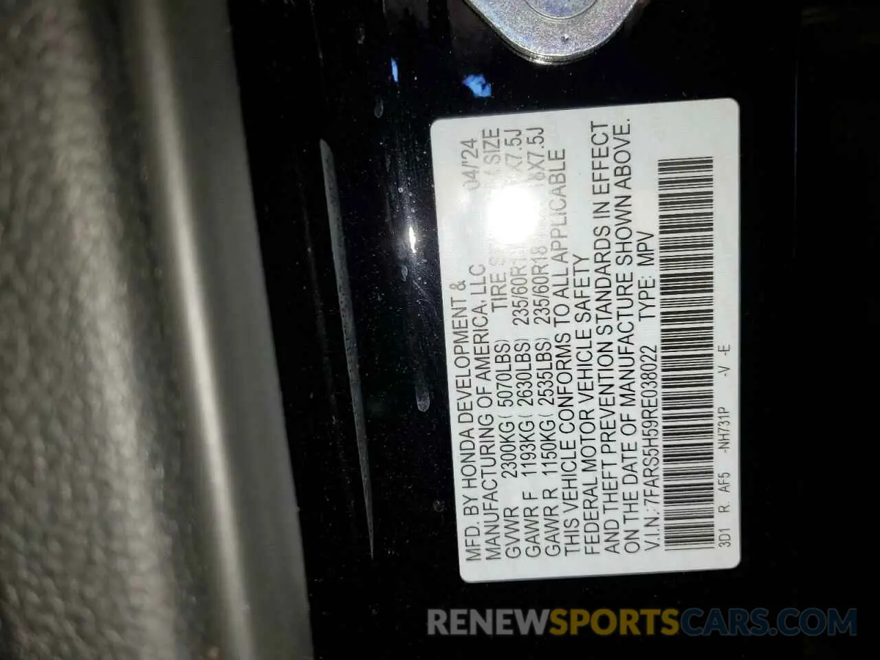 13 Photograph of a damaged car 7FARS5H59RE038022 HONDA CRV 2024