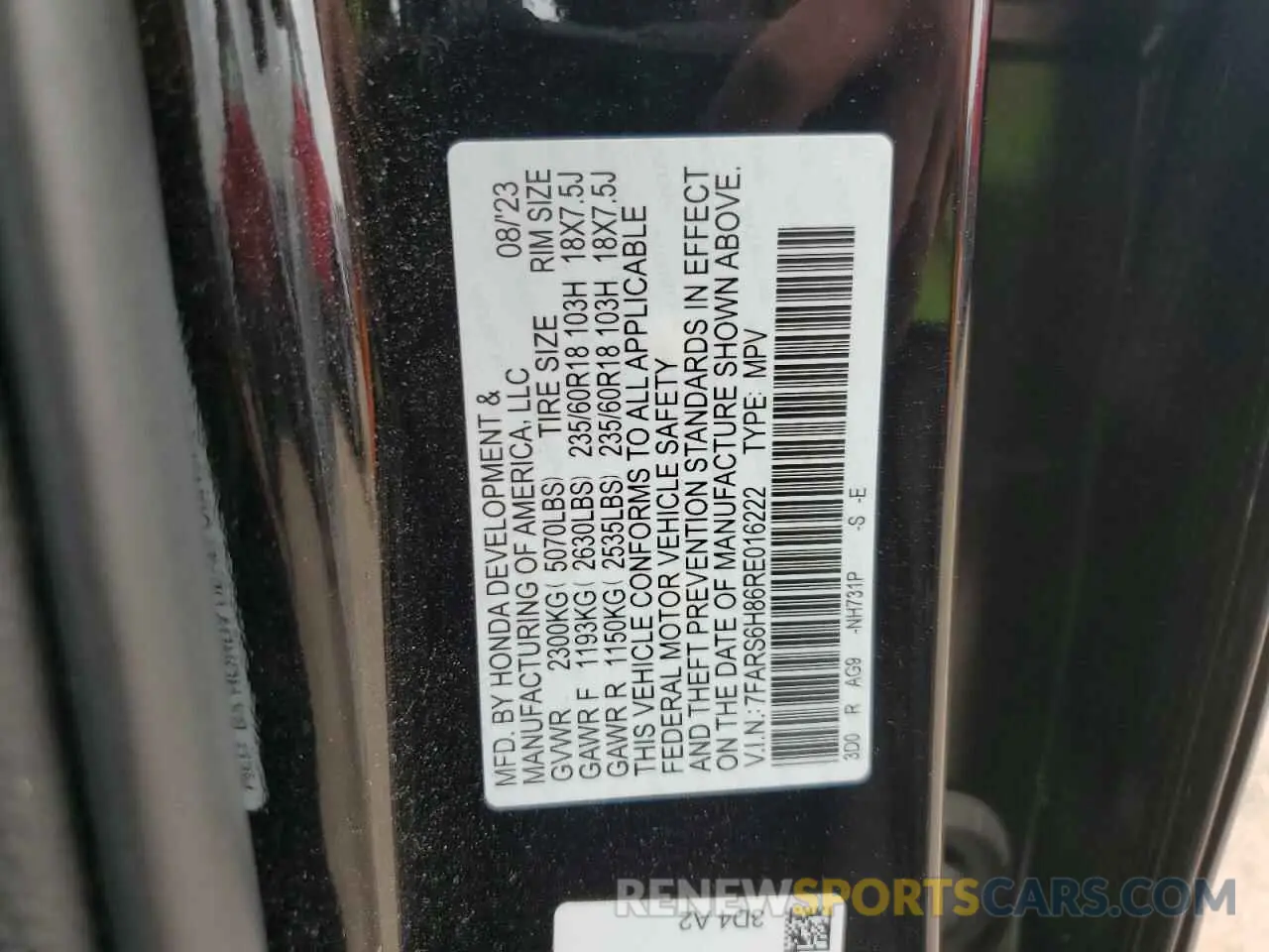 13 Photograph of a damaged car 7FARS6H86RE016222 HONDA CRV 2024