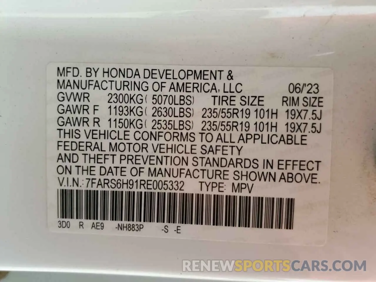14 Photograph of a damaged car 7FARS6H91RE005332 HONDA CRV 2024