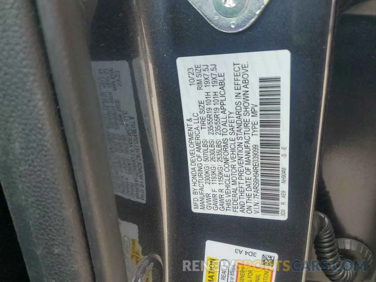 14 Photograph of a damaged car 7FARS6H94RE039099 HONDA CRV 2024