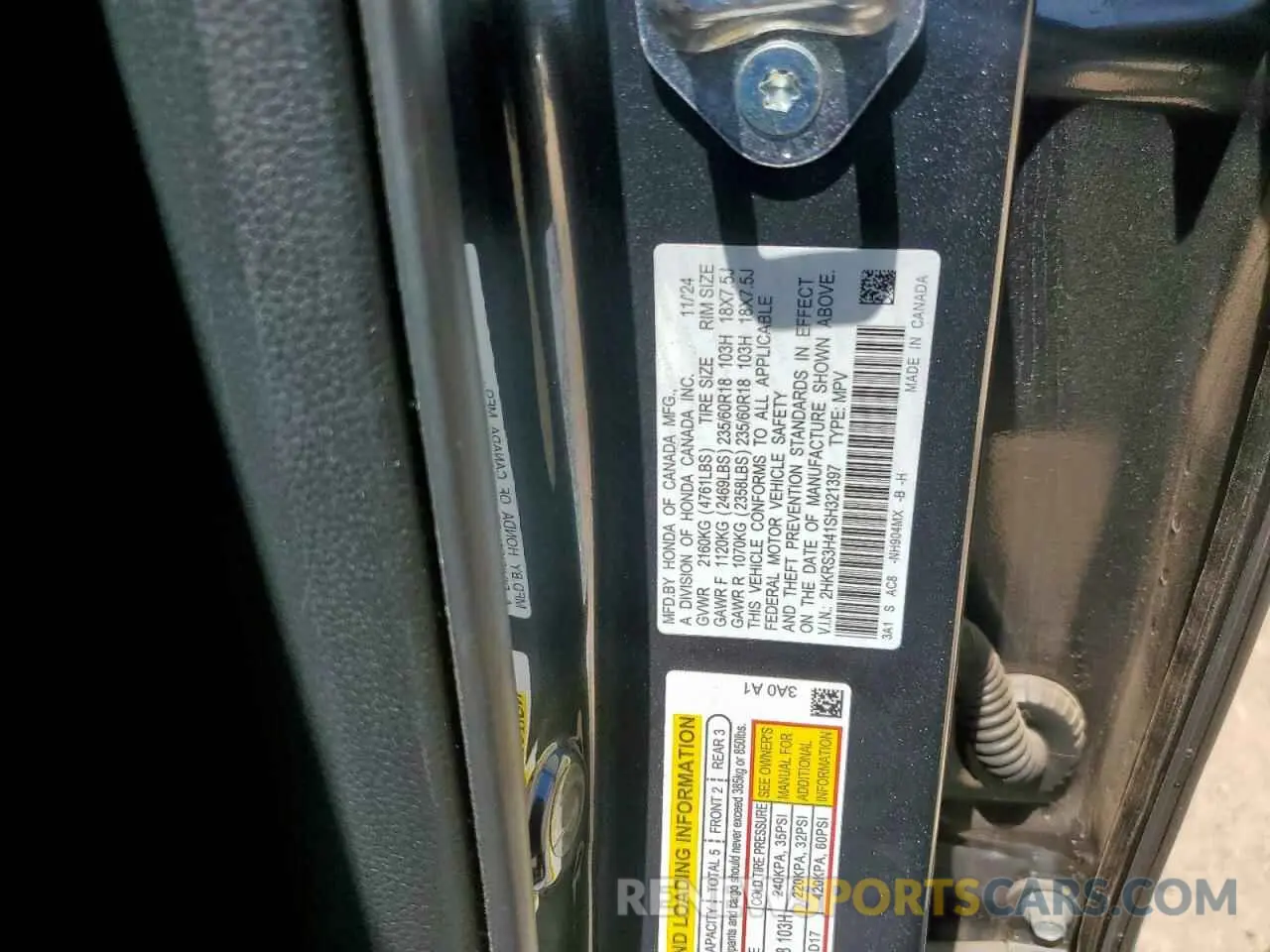 13 Photograph of a damaged car 2HKRS3H41SH321397 HONDA CRV 2025