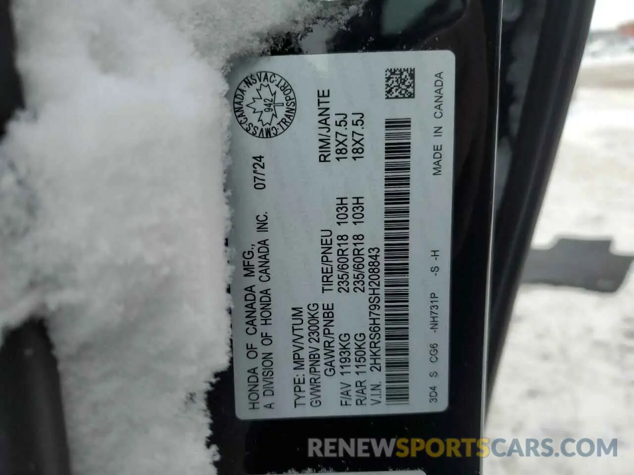14 Photograph of a damaged car 2HKRS6H79SH208843 HONDA CRV 2025