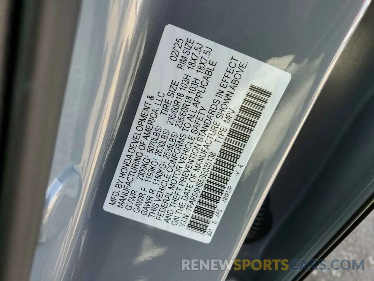 13 Photograph of a damaged car 7FARS5H55SE035138 HONDA CRV 2025