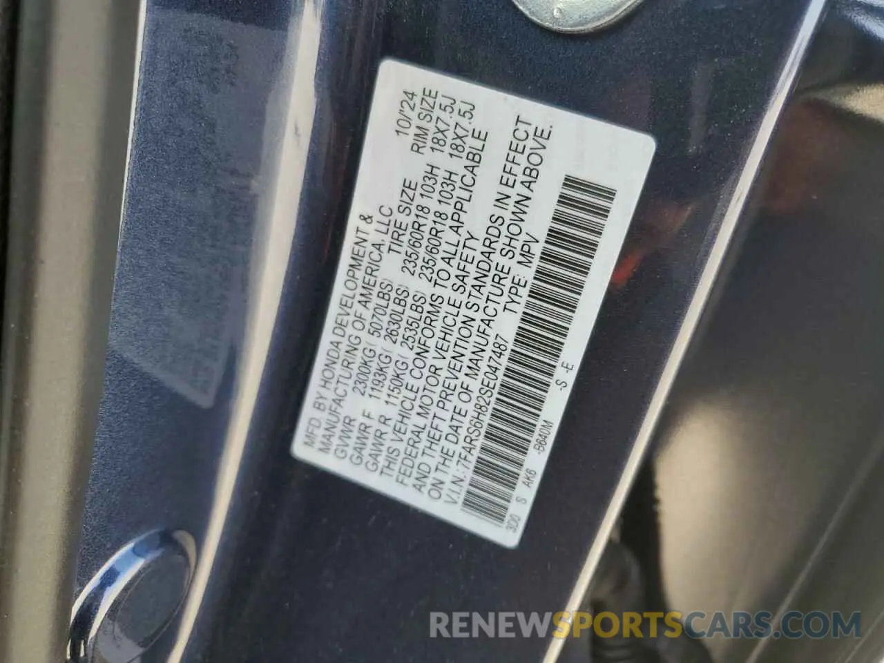 13 Photograph of a damaged car 7FARS6H82SE047487 HONDA CRV 2025
