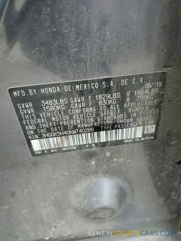 14 Photograph of a damaged car 3HGGK5H40KM740288 HONDA FIT 2019