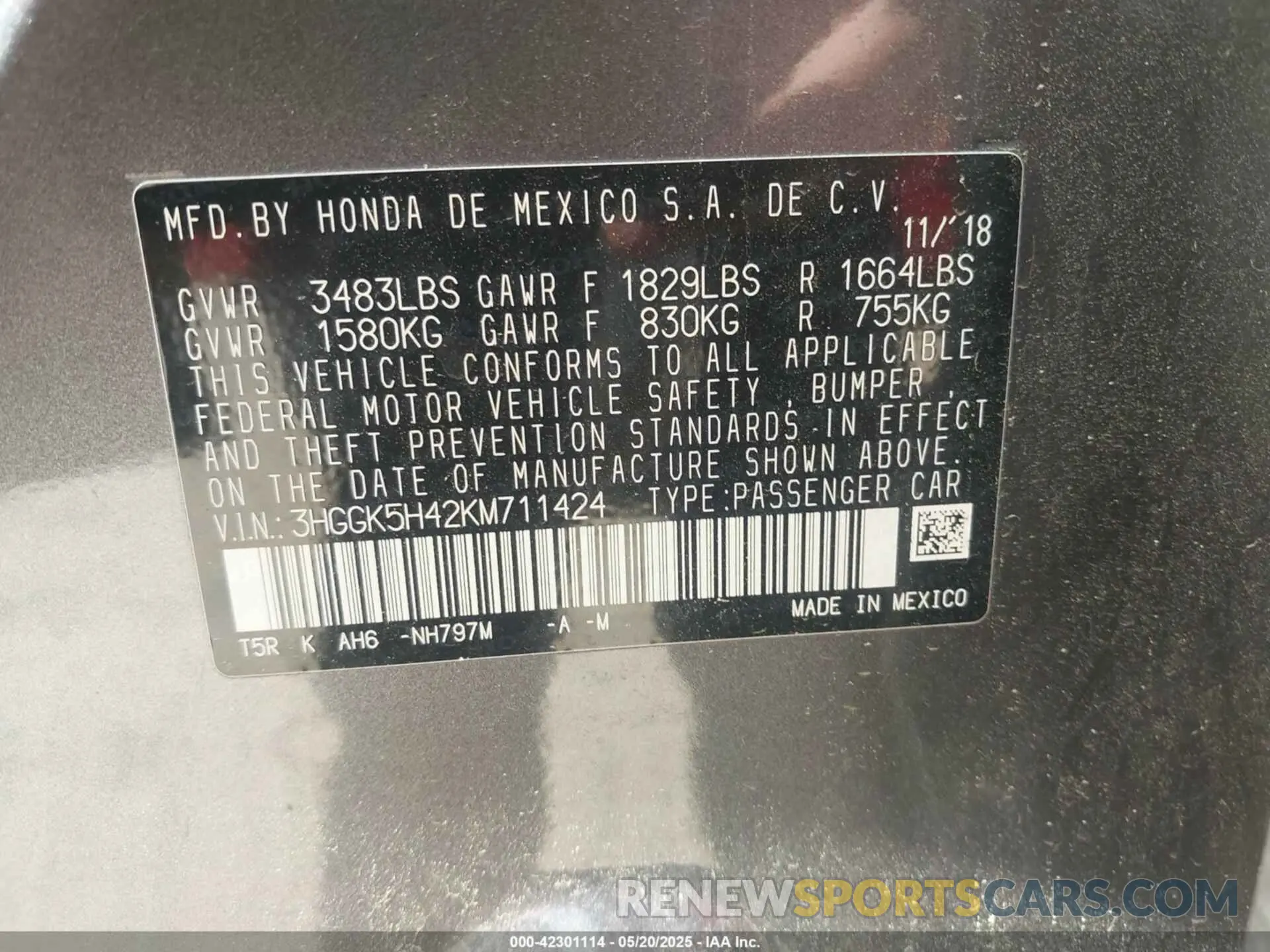 9 Photograph of a damaged car 3HGGK5H42KM711424 HONDA FIT 2019