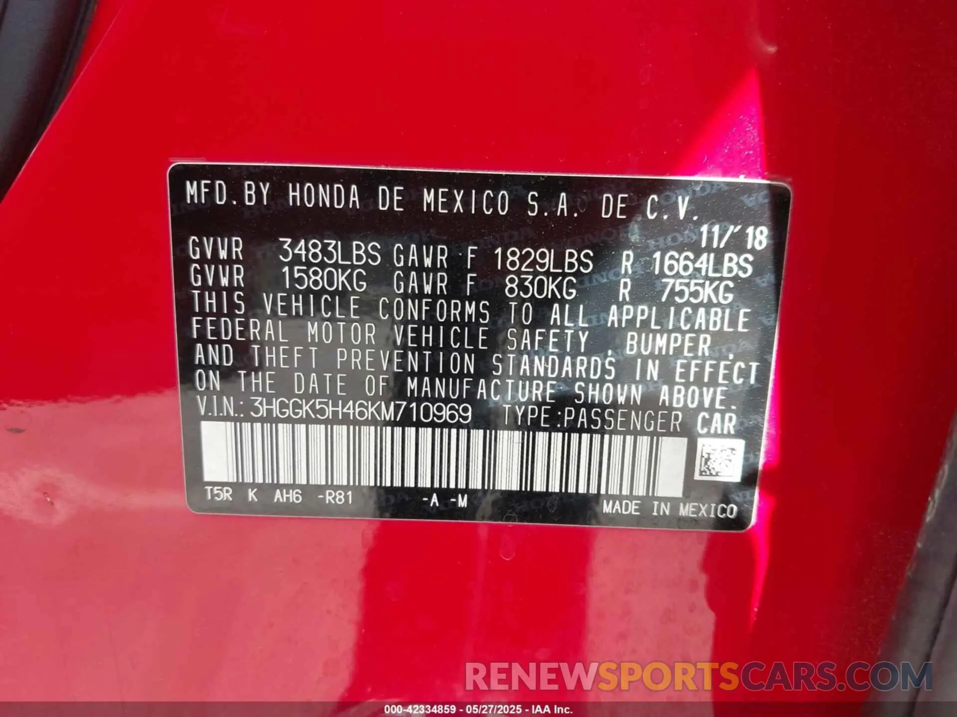 9 Photograph of a damaged car 3HGGK5H46KM710969 HONDA FIT 2019