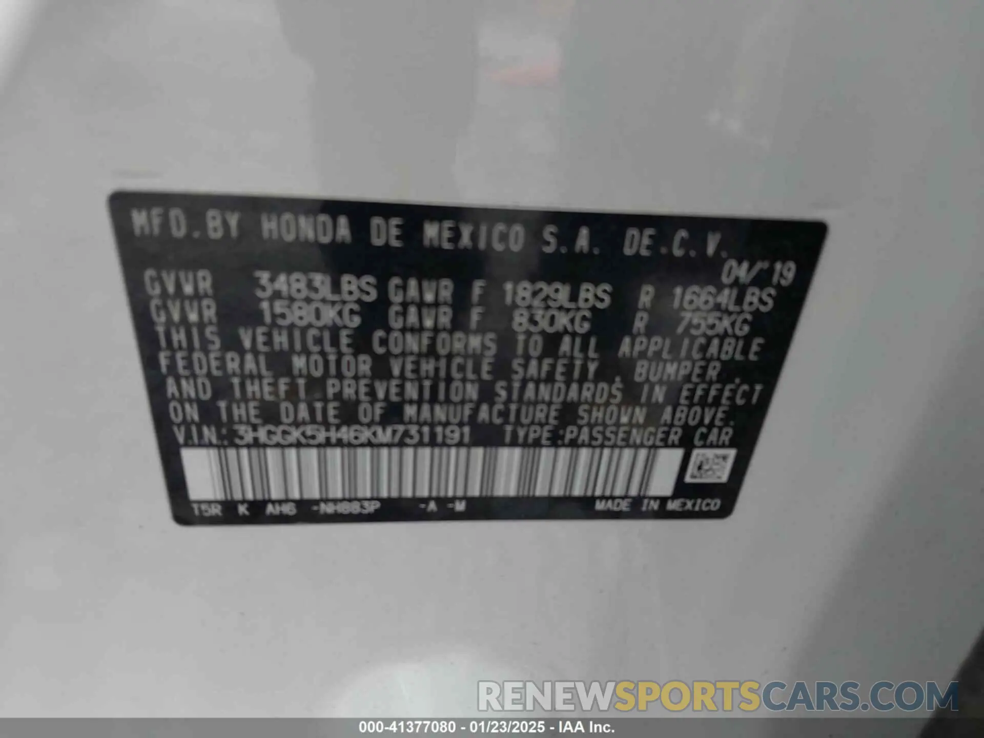 9 Photograph of a damaged car 3HGGK5H46KM731191 HONDA FIT 2019