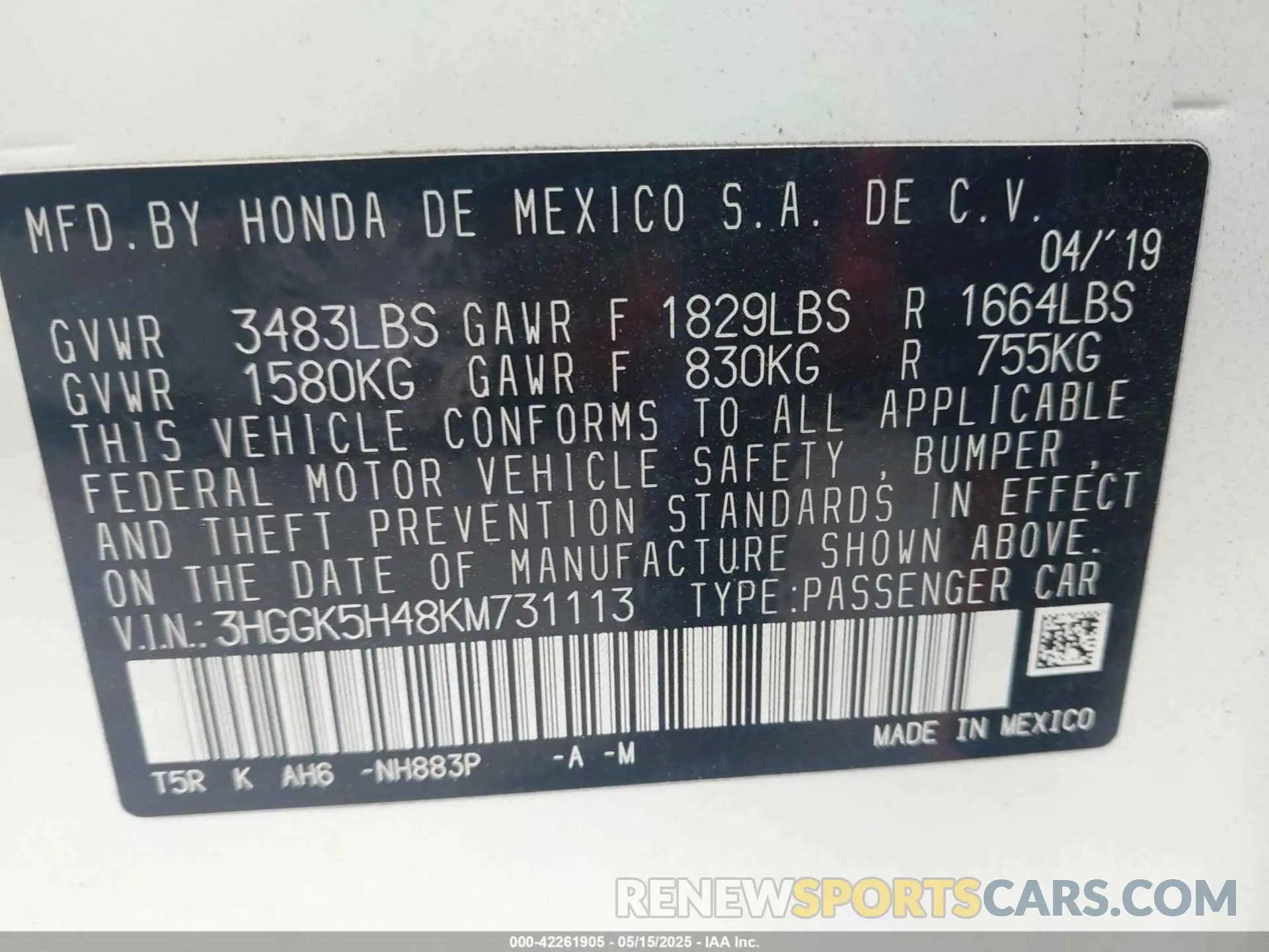 9 Photograph of a damaged car 3HGGK5H48KM731113 HONDA FIT 2019