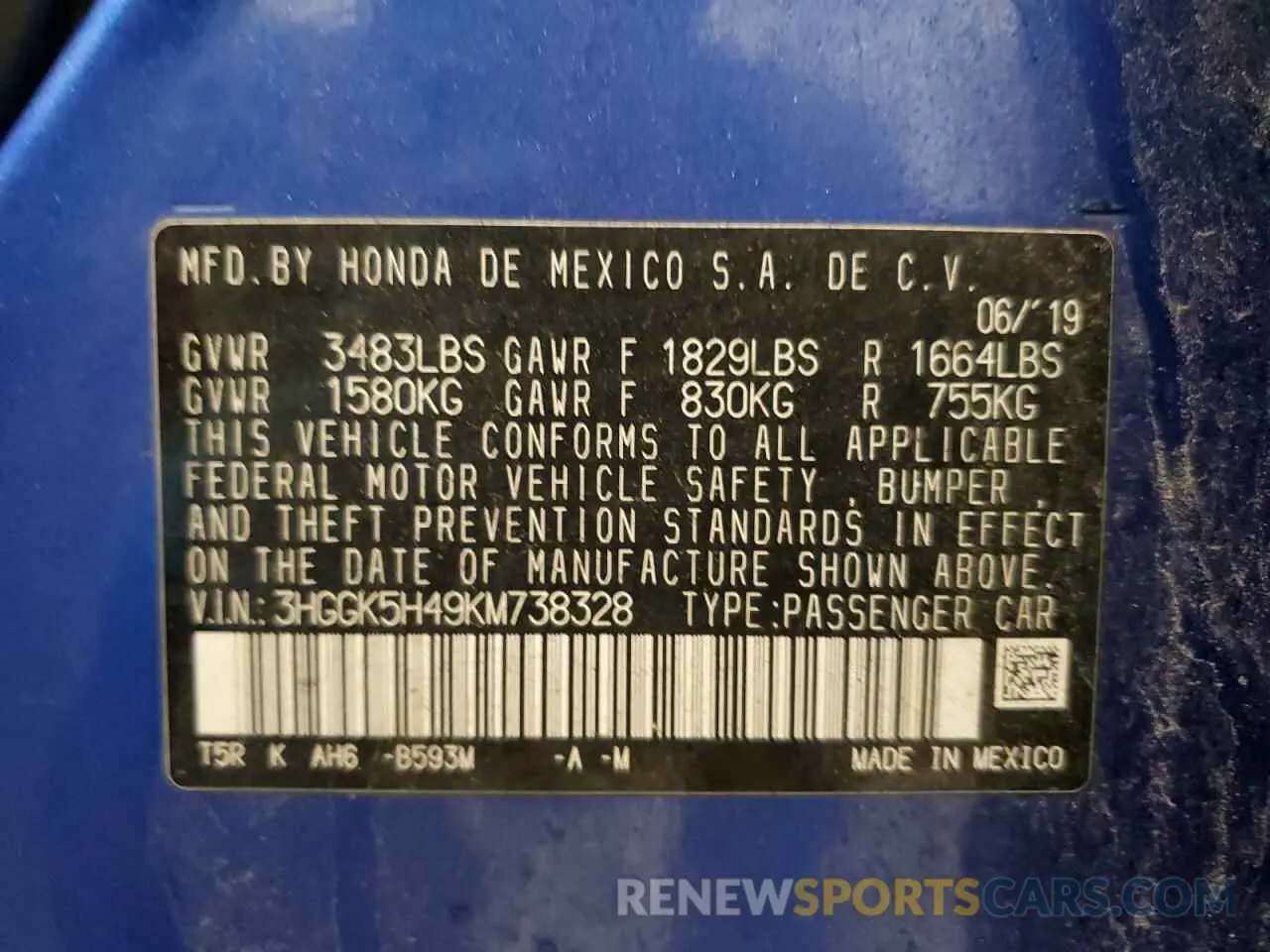 12 Photograph of a damaged car 3HGGK5H49KM738328 HONDA FIT 2019