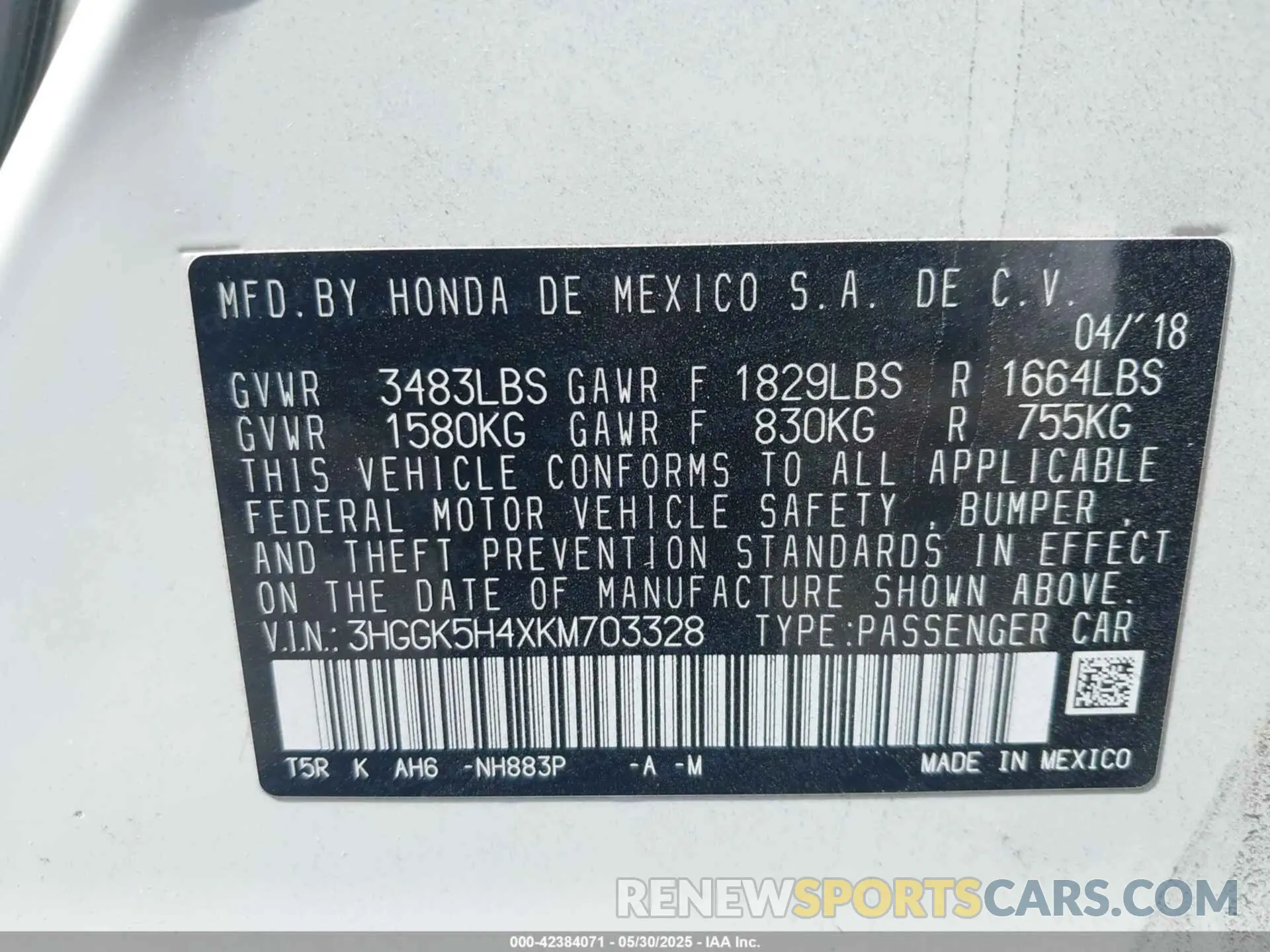 9 Photograph of a damaged car 3HGGK5H4XKM703328 HONDA FIT 2019