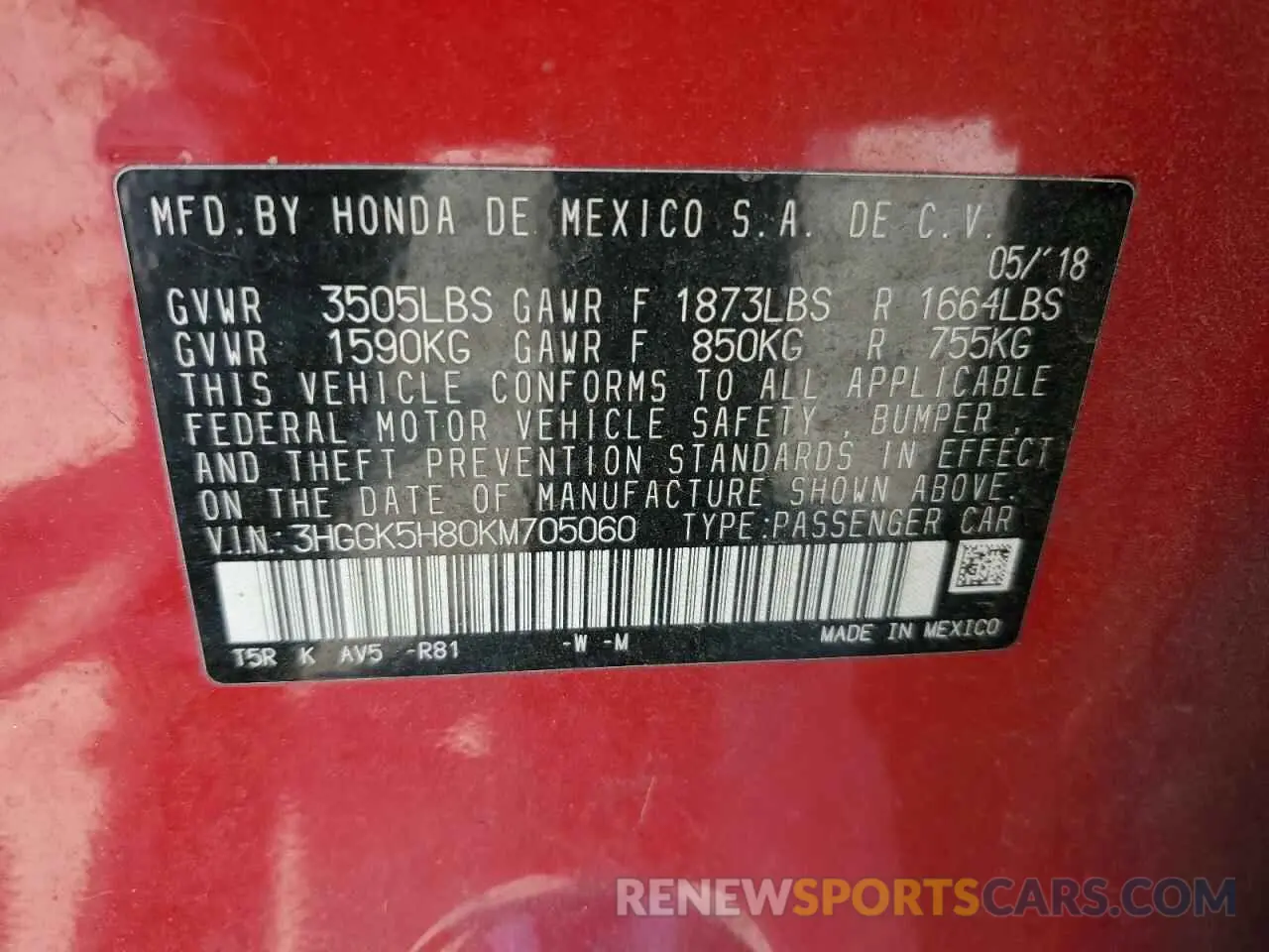13 Photograph of a damaged car 3HGGK5H80KM705060 HONDA FIT 2019
