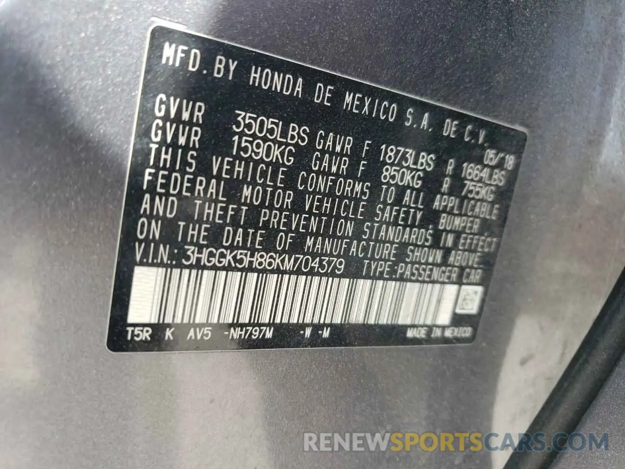 16 Photograph of a damaged car 3HGGK5H86KM704379 HONDA FIT 2019