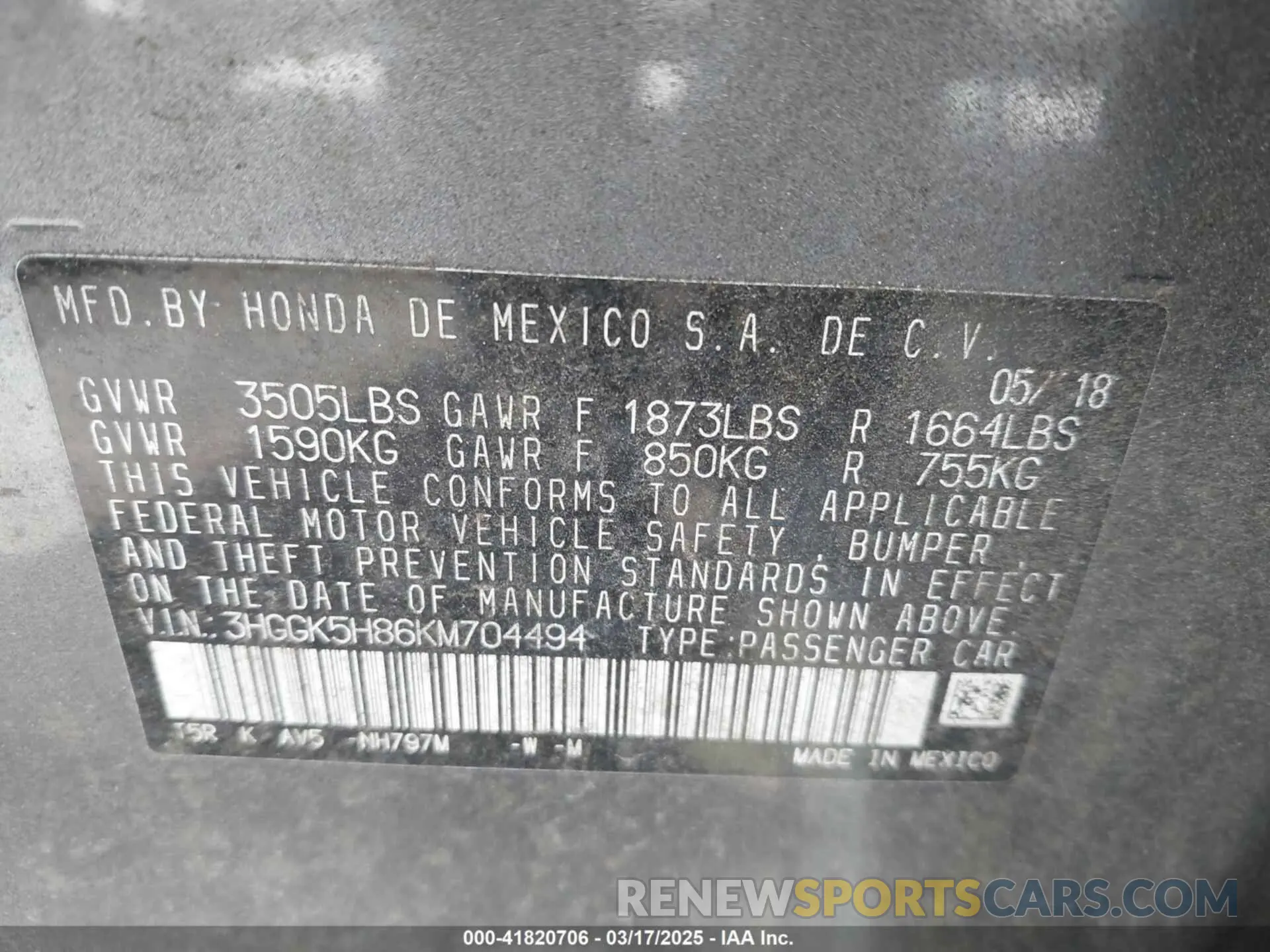 9 Photograph of a damaged car 3HGGK5H86KM704494 HONDA FIT 2019