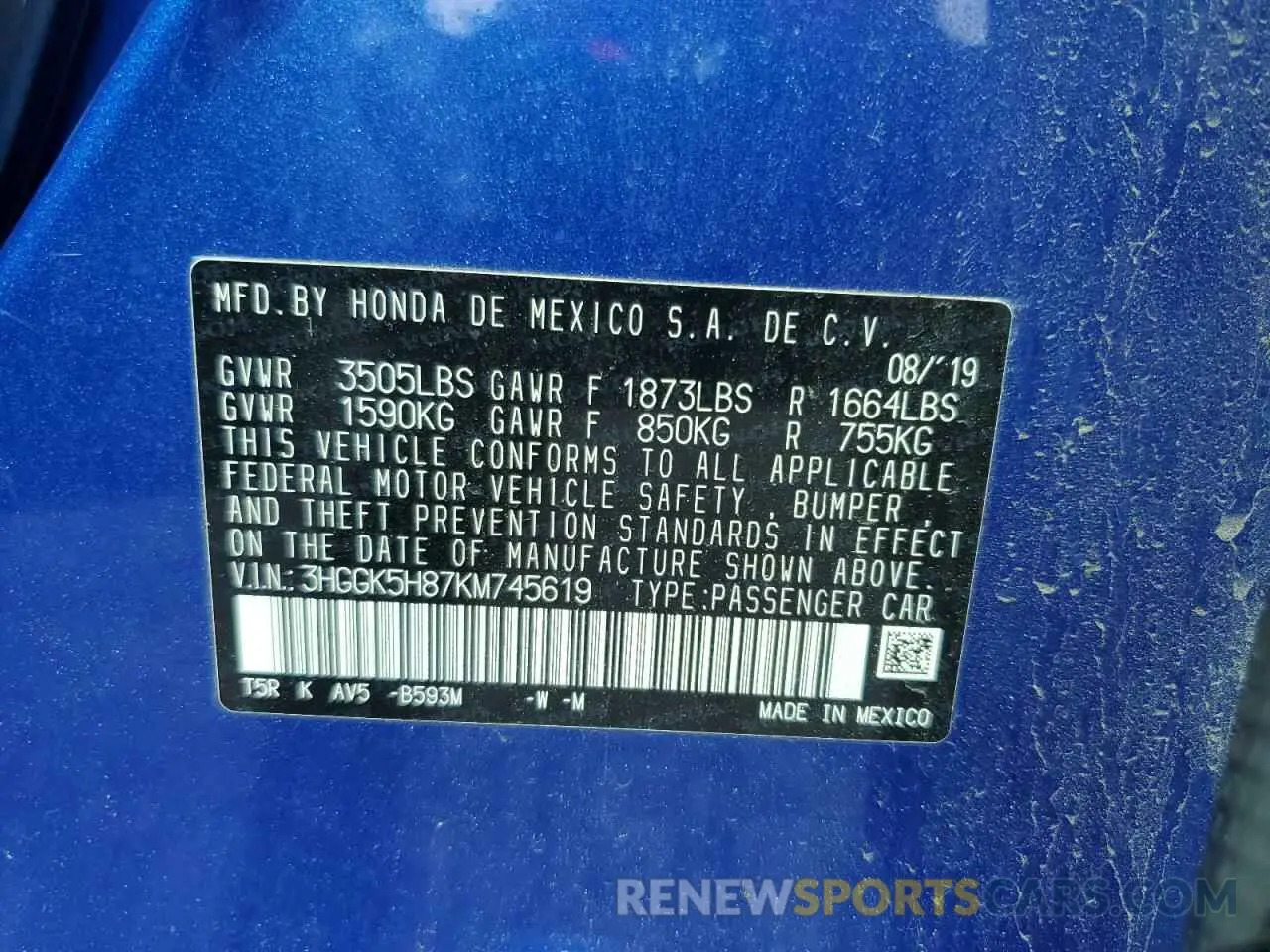 13 Photograph of a damaged car 3HGGK5H87KM745619 HONDA FIT 2019