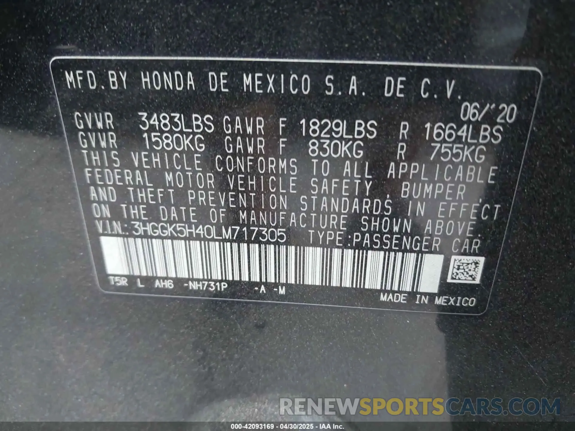 9 Photograph of a damaged car 3HGGK5H40LM717305 HONDA FIT 2020