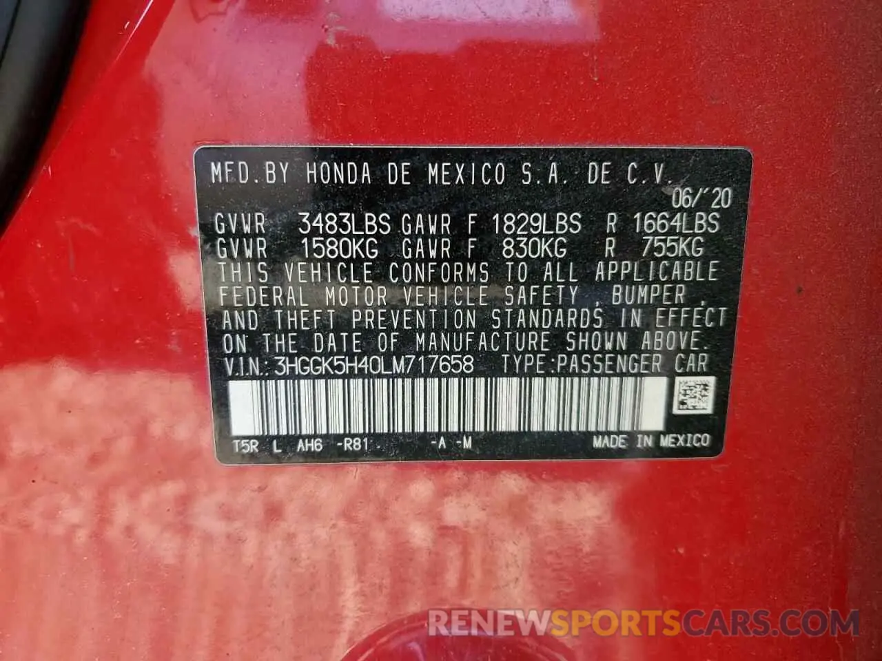 12 Photograph of a damaged car 3HGGK5H40LM717658 HONDA FIT 2020