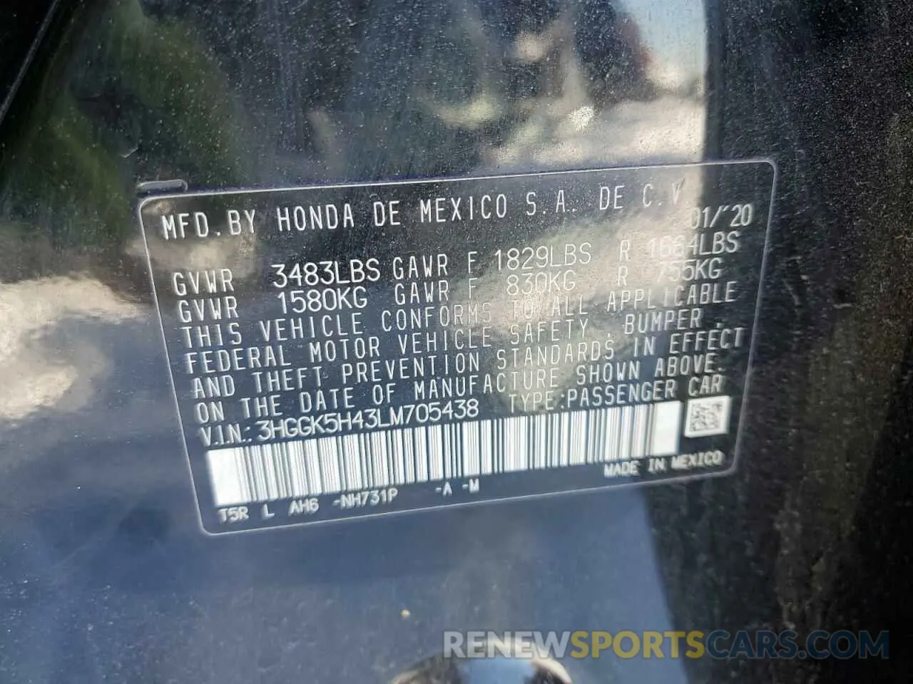 13 Photograph of a damaged car 3HGGK5H43LM705438 HONDA FIT 2020