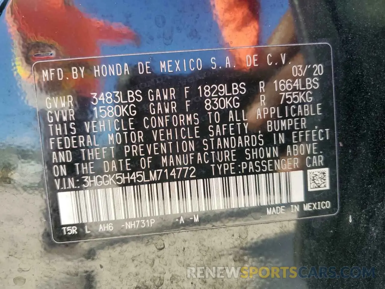 12 Photograph of a damaged car 3HGGK5H45LM714772 HONDA FIT 2020