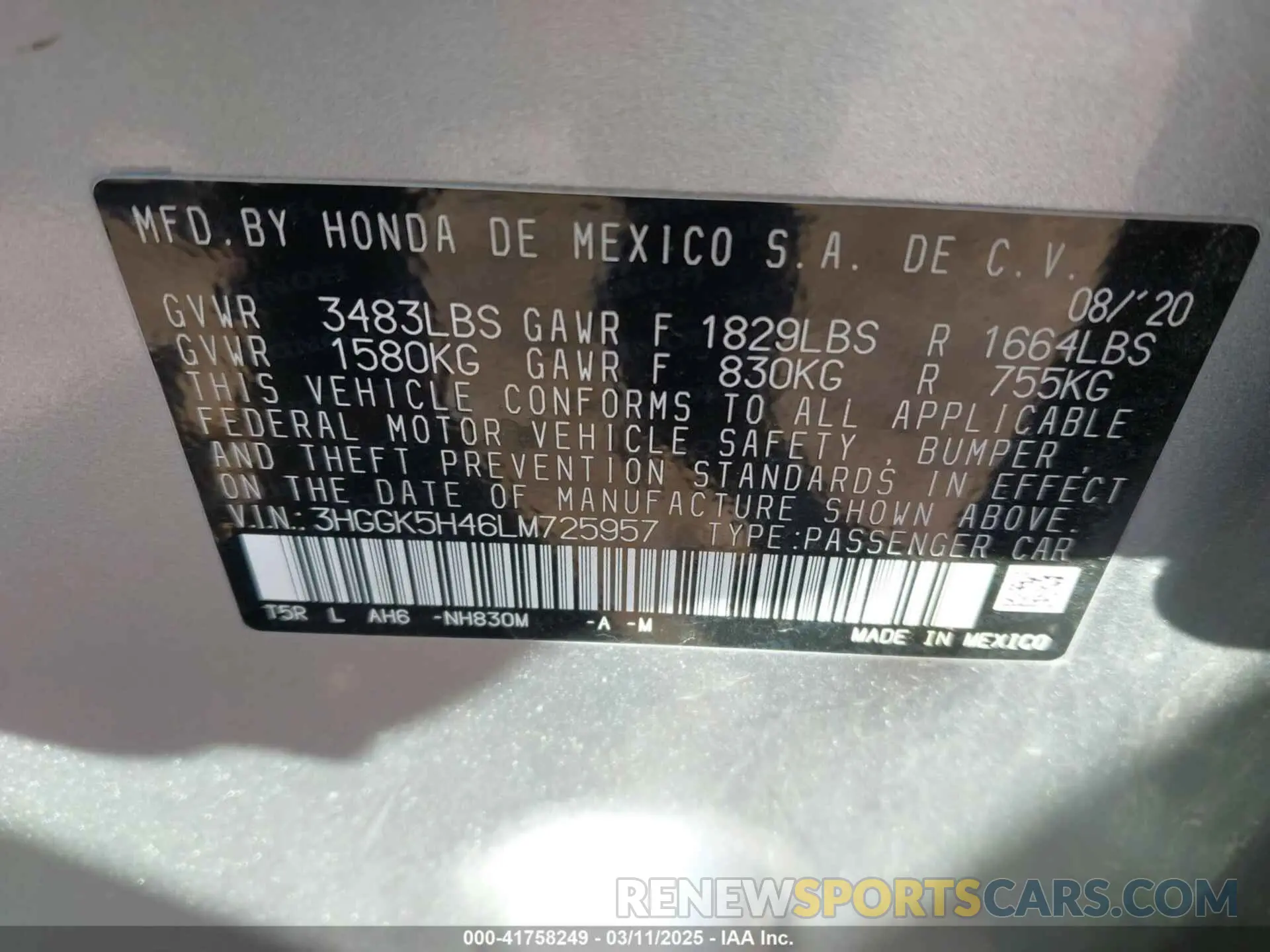 9 Photograph of a damaged car 3HGGK5H46LM725957 HONDA FIT 2020
