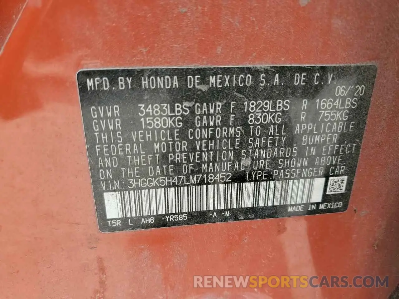 14 Photograph of a damaged car 3HGGK5H47LM718452 HONDA FIT 2020