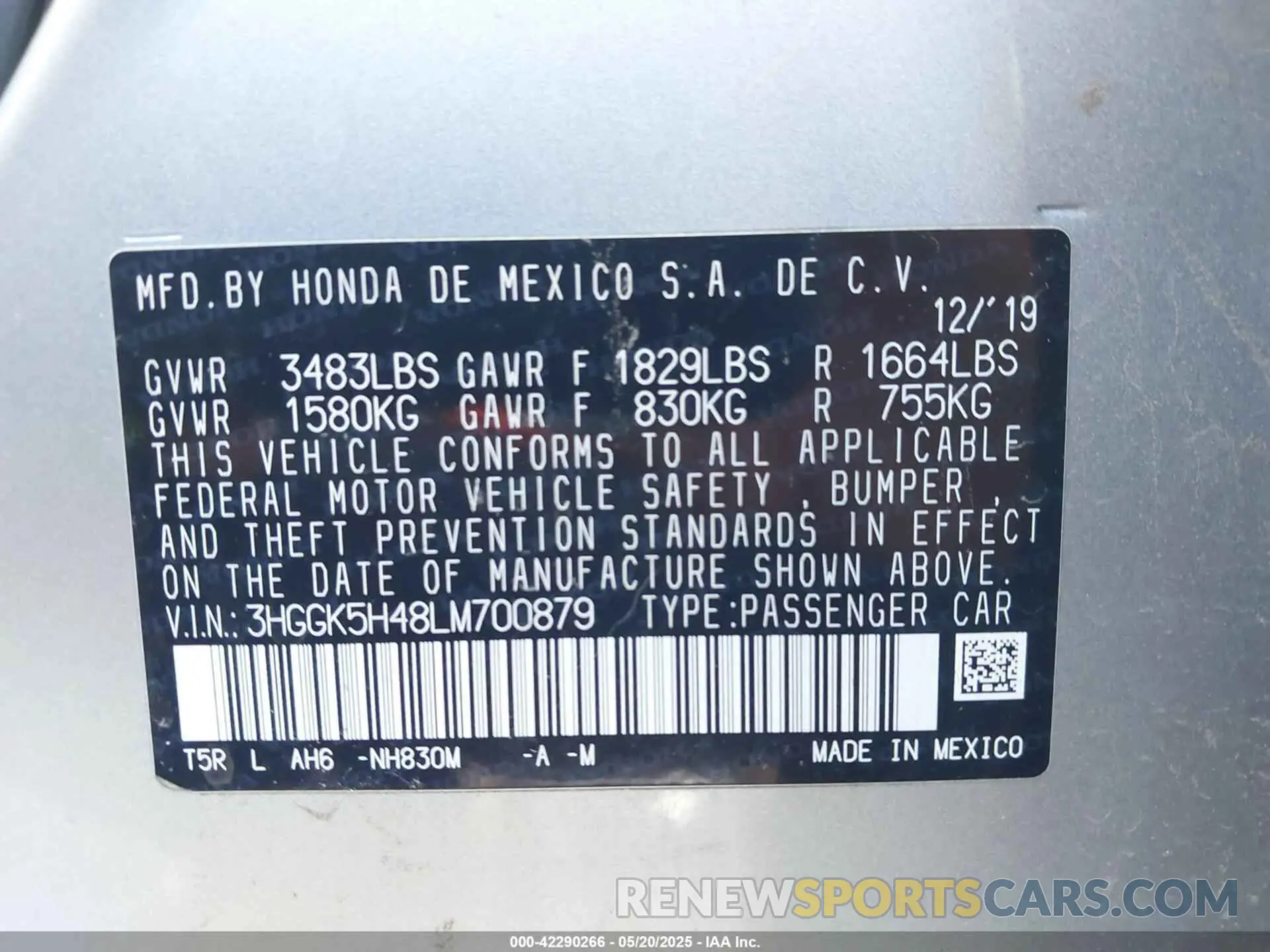 9 Photograph of a damaged car 3HGGK5H48LM700879 HONDA FIT 2020