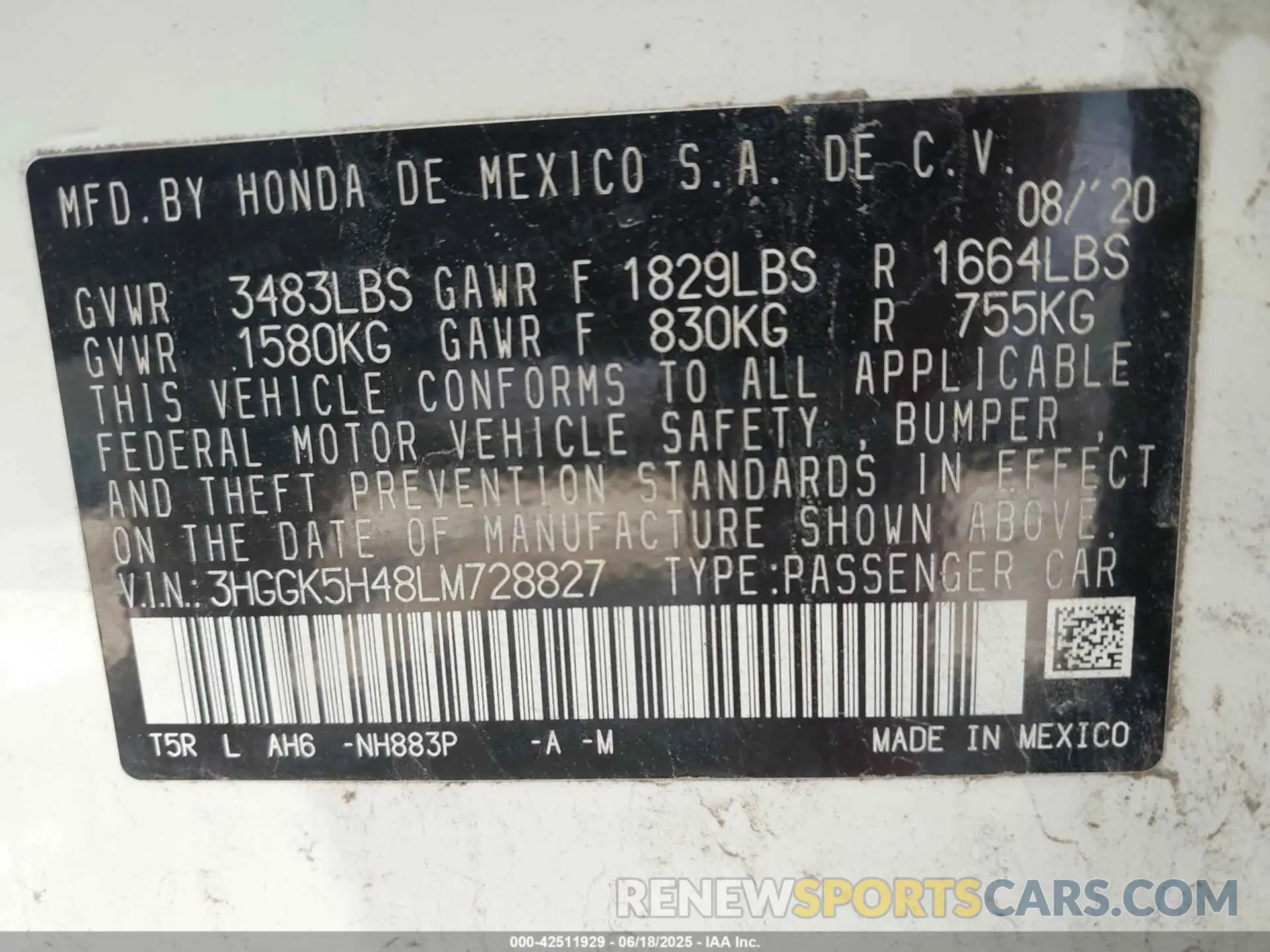 9 Photograph of a damaged car 3HGGK5H48LM728827 HONDA FIT 2020