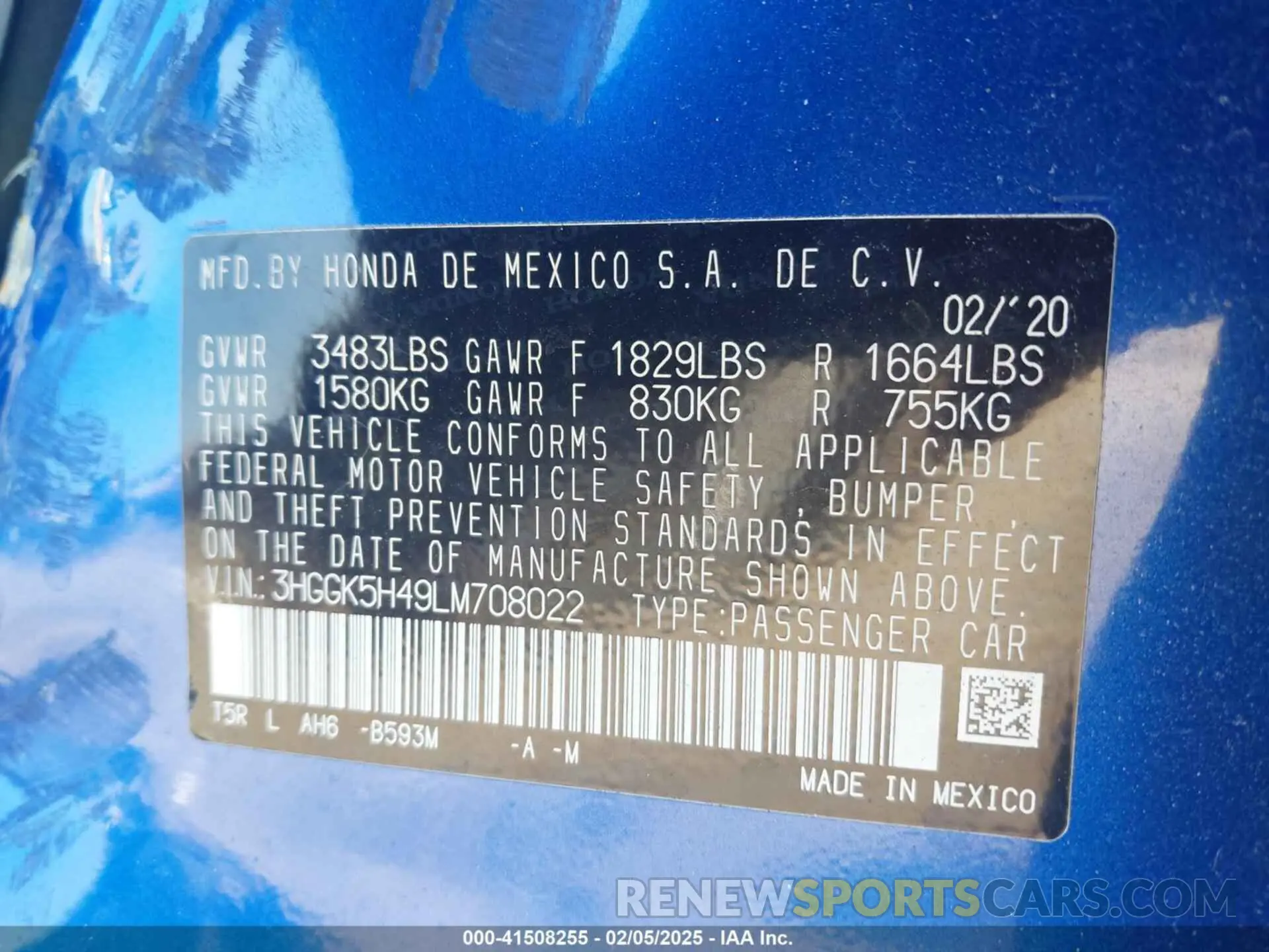 9 Photograph of a damaged car 3HGGK5H49LM708022 HONDA FIT 2020