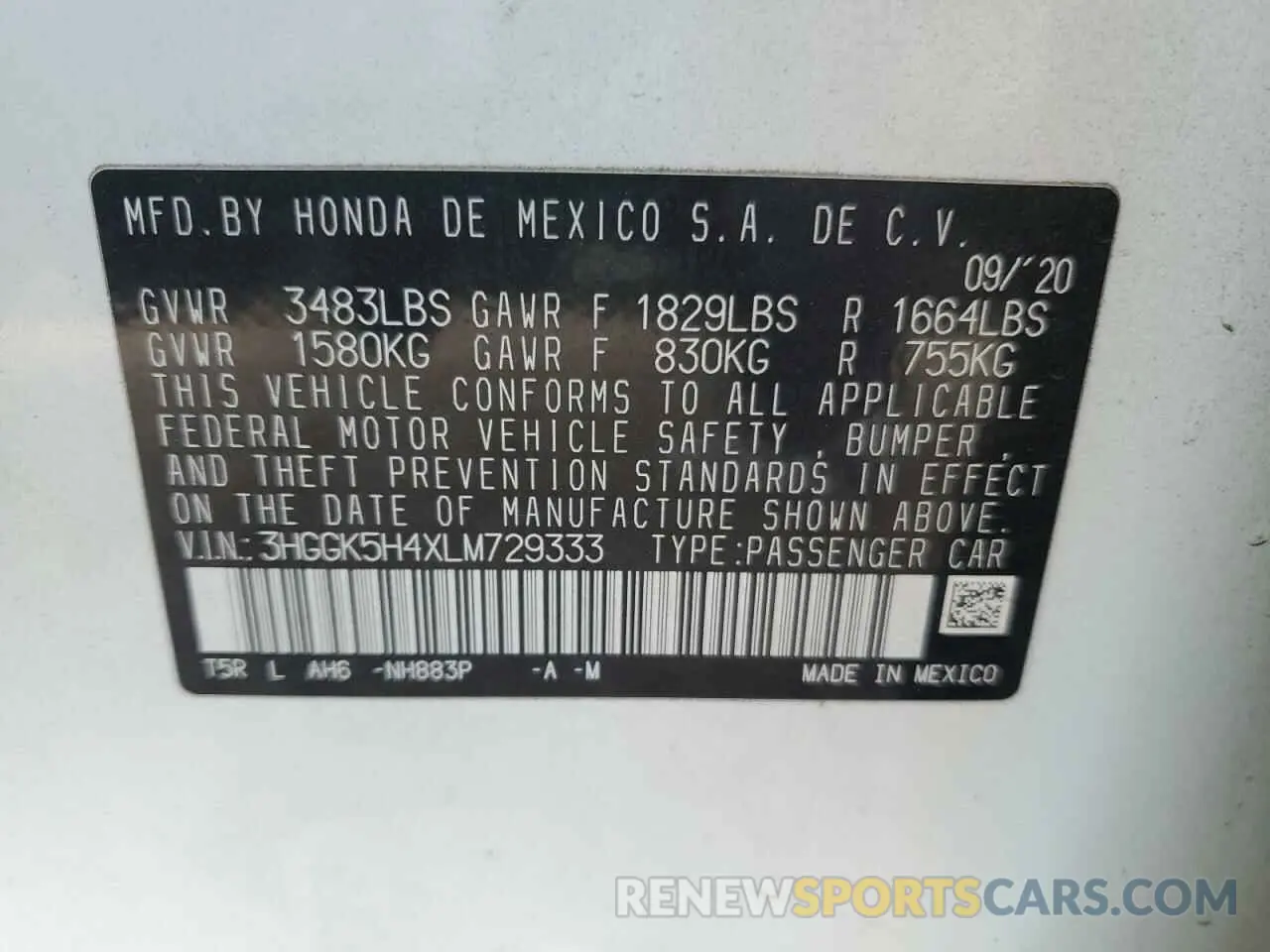 13 Photograph of a damaged car 3HGGK5H4XLM729333 HONDA FIT 2020