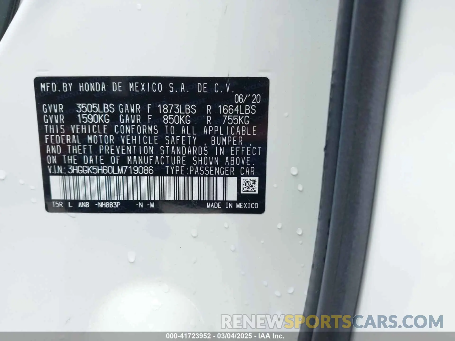 9 Photograph of a damaged car 3HGGK5H60LM719086 HONDA FIT 2020