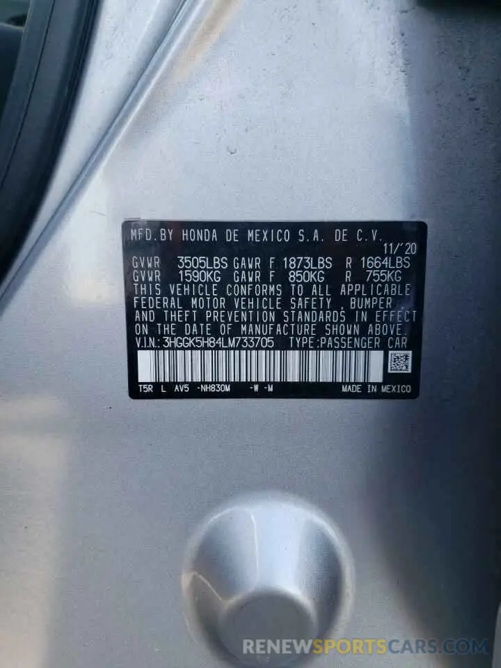 13 Photograph of a damaged car 3HGGK5H84LM733705 HONDA FIT 2020