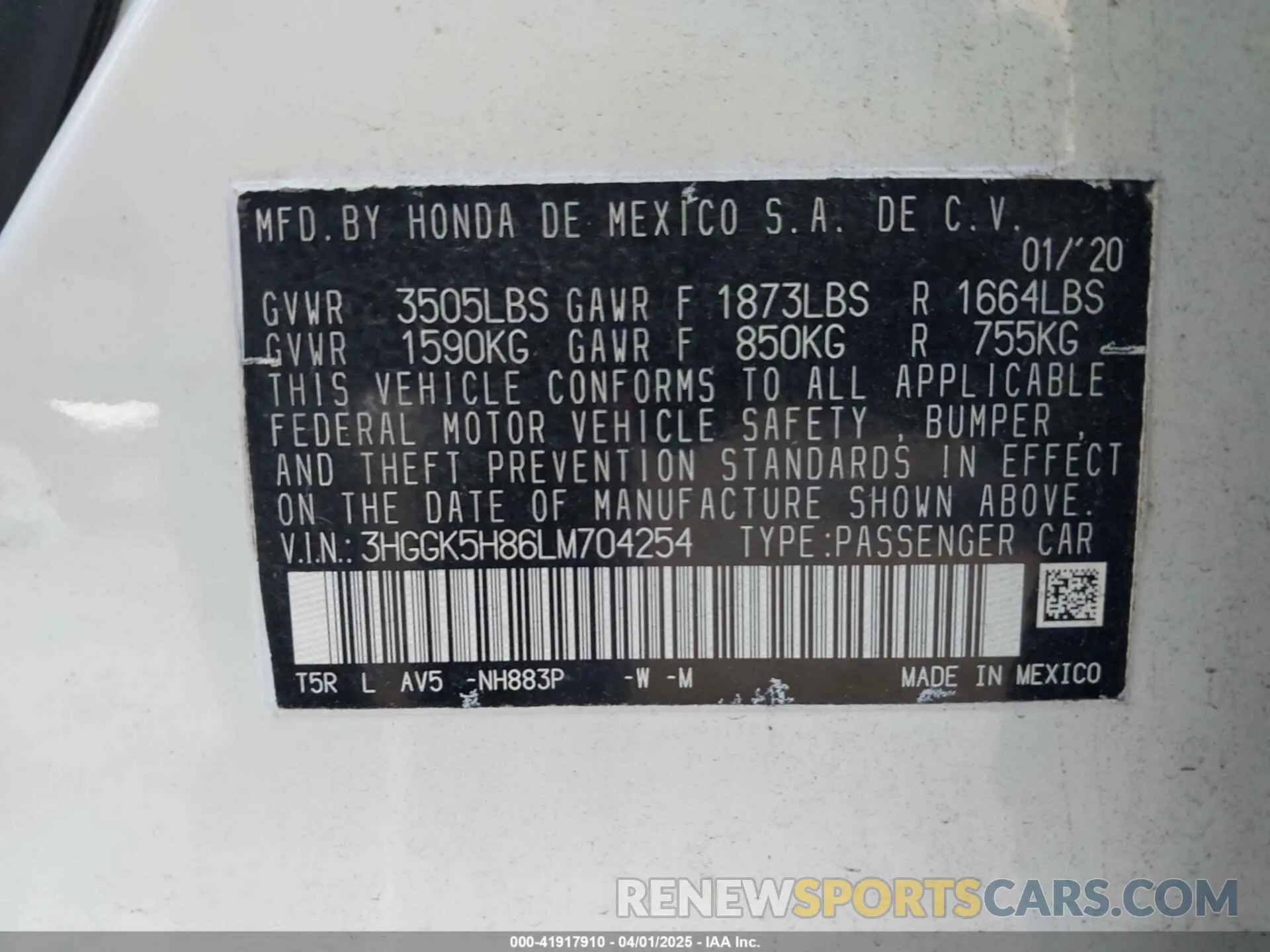 9 Photograph of a damaged car 3HGGK5H86LM704254 HONDA FIT 2020