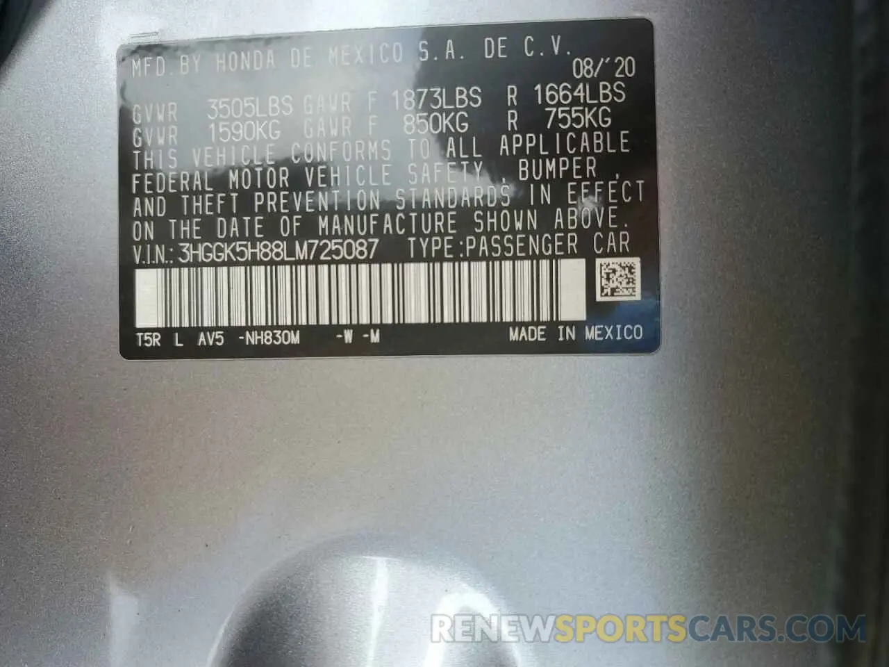 13 Photograph of a damaged car 3HGGK5H88LM725087 HONDA FIT 2020