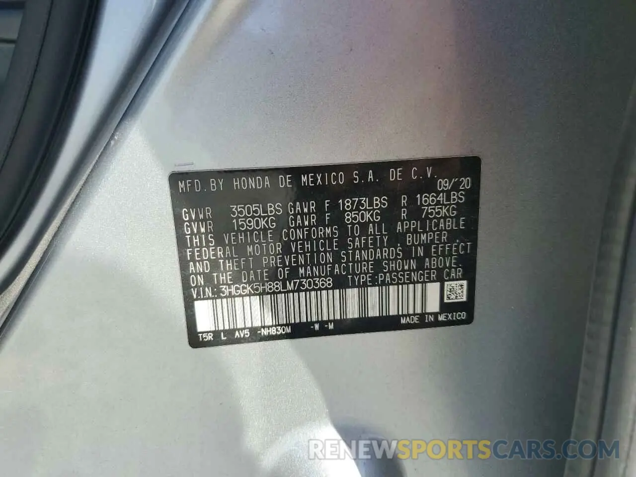 12 Photograph of a damaged car 3HGGK5H88LM730368 HONDA FIT 2020