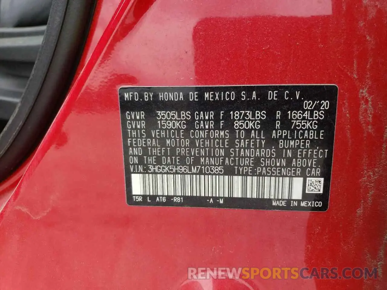 12 Photograph of a damaged car 3HGGK5H96LM710385 HONDA FIT 2020
