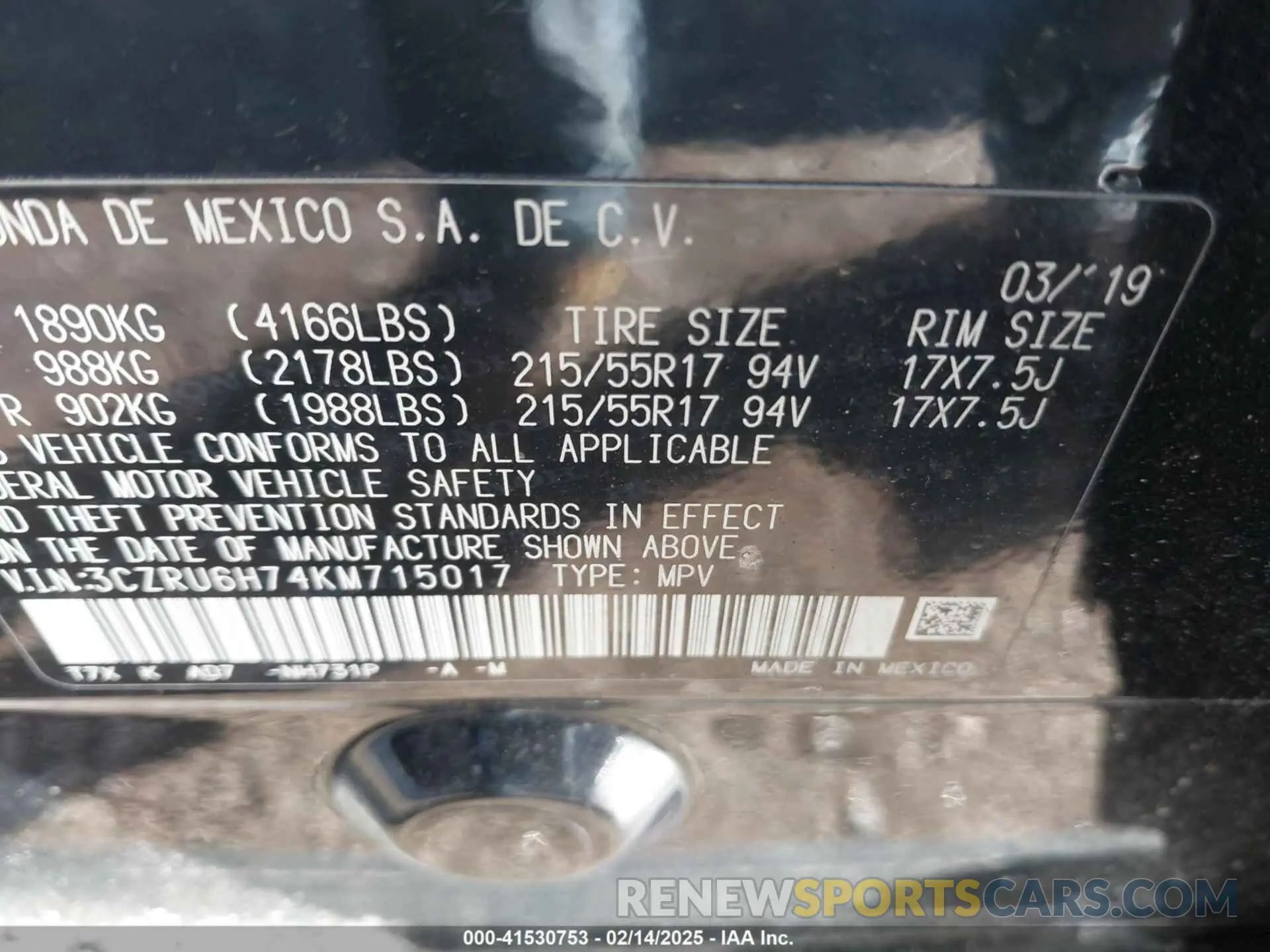 9 Photograph of a damaged car 3CZRU6H74KM715017 HONDA HR-V 2019