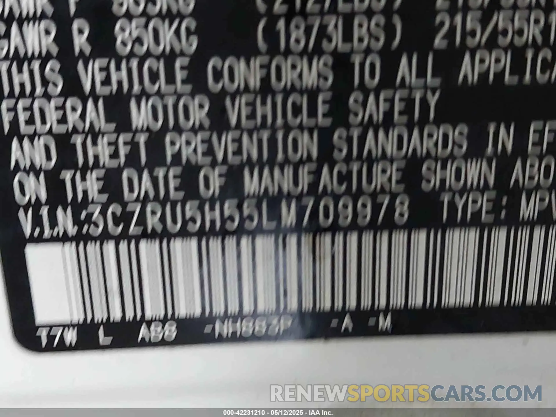 9 Photograph of a damaged car 3CZRU5H55LM709978 HONDA HR-V 2020