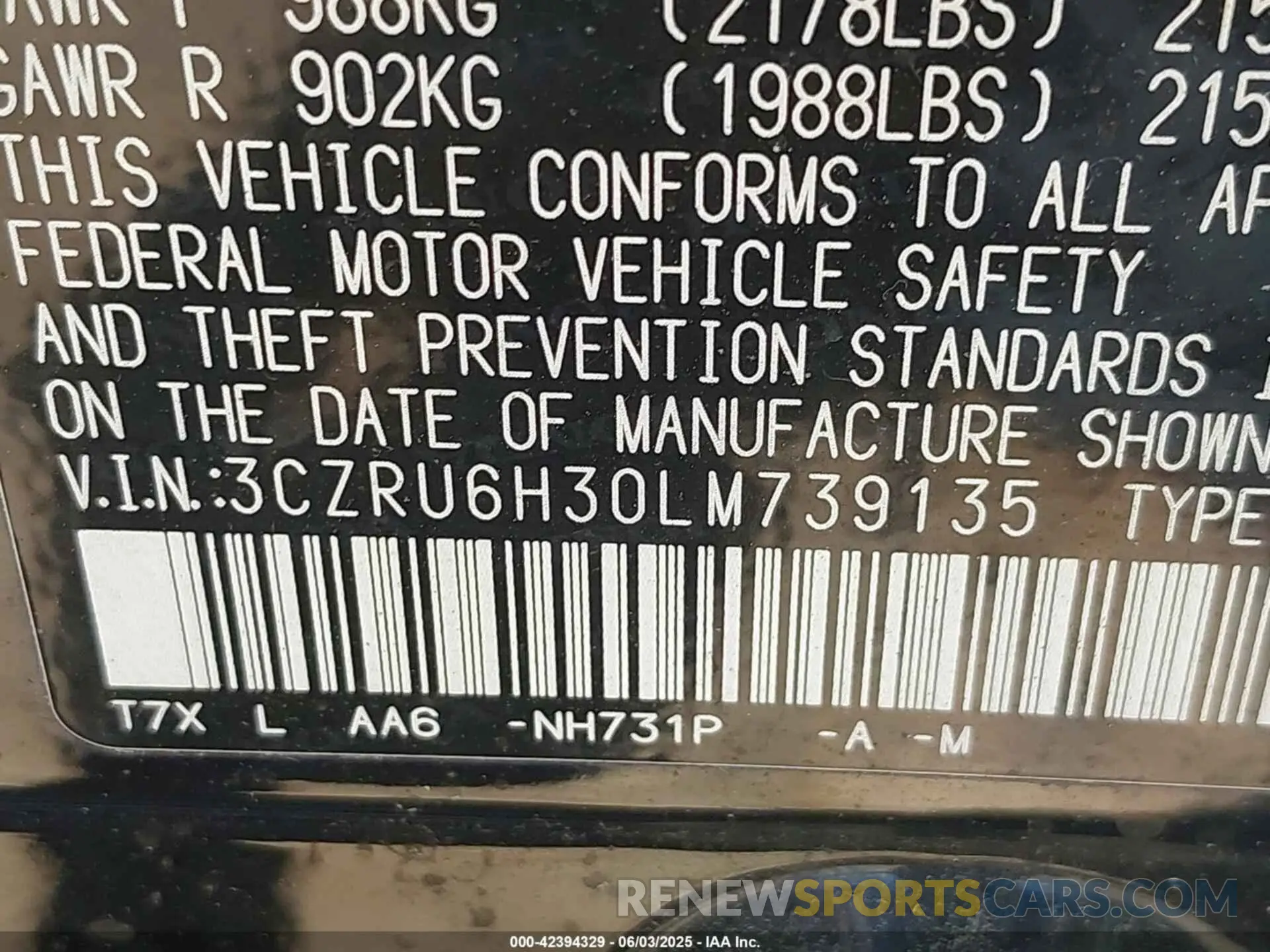 9 Photograph of a damaged car 3CZRU6H30LM739135 HONDA HR-V 2020