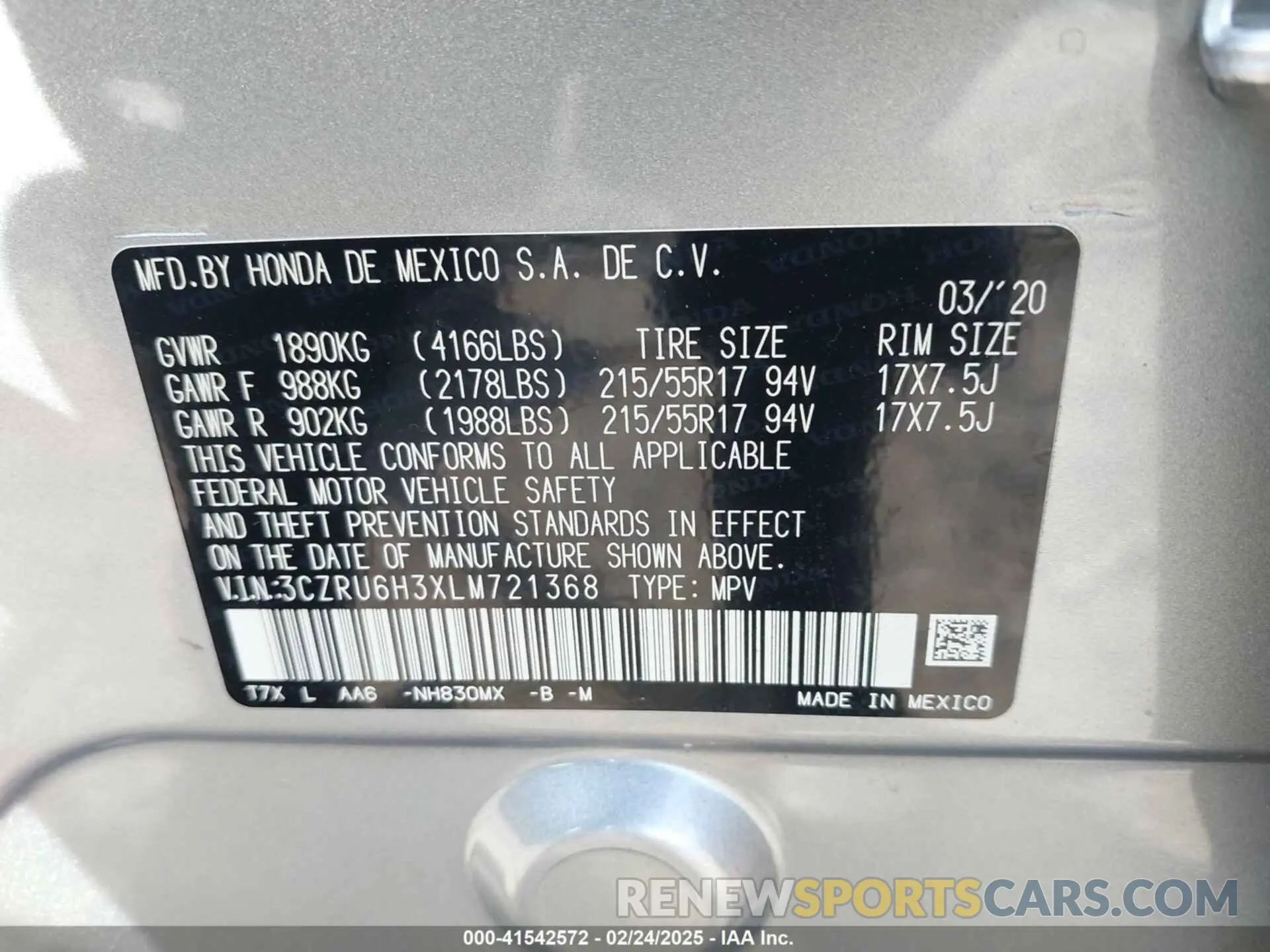 9 Photograph of a damaged car 3CZRU6H3XLM721368 HONDA HR-V 2020