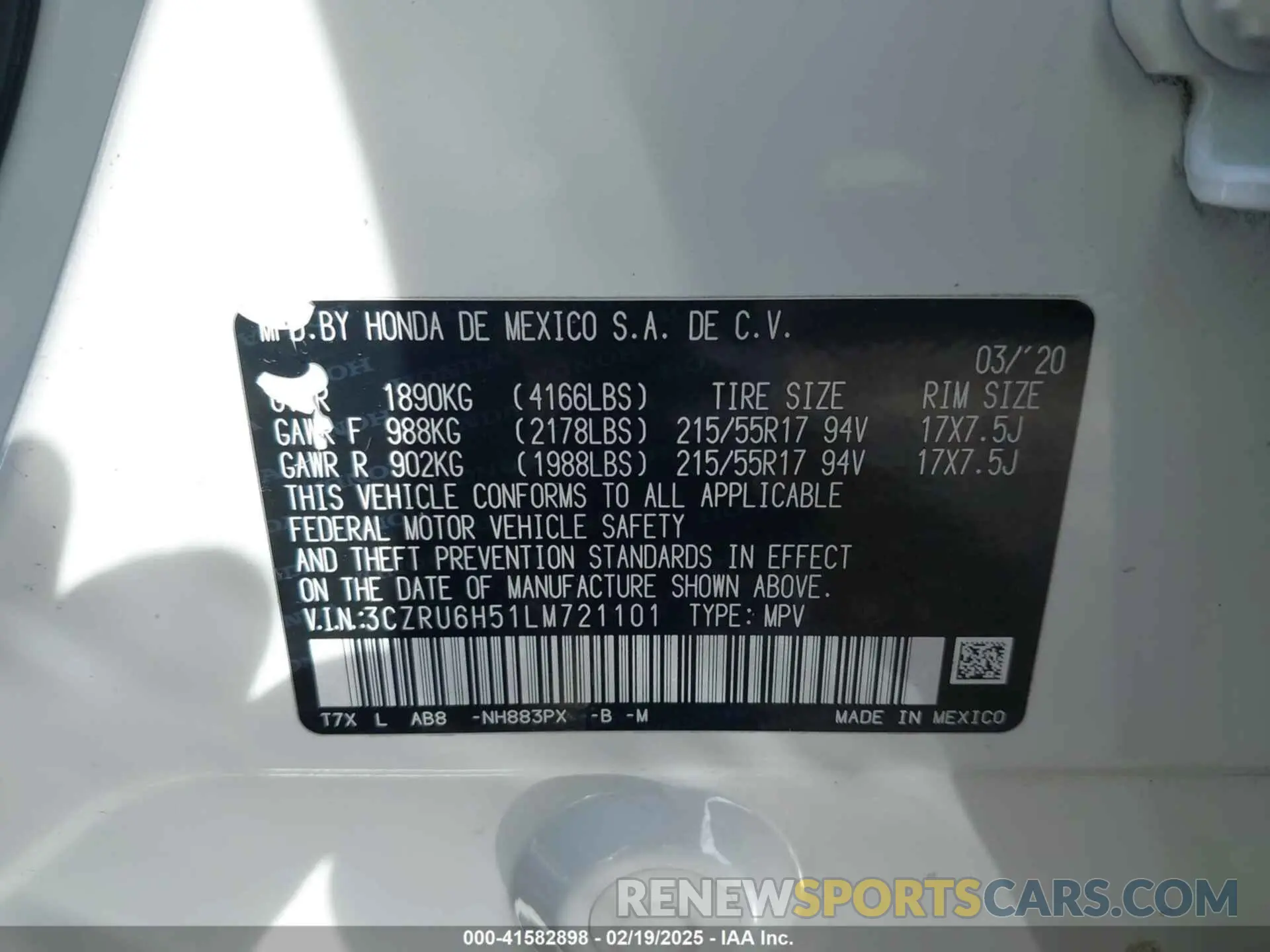 9 Photograph of a damaged car 3CZRU6H51LM721101 HONDA HR-V 2020
