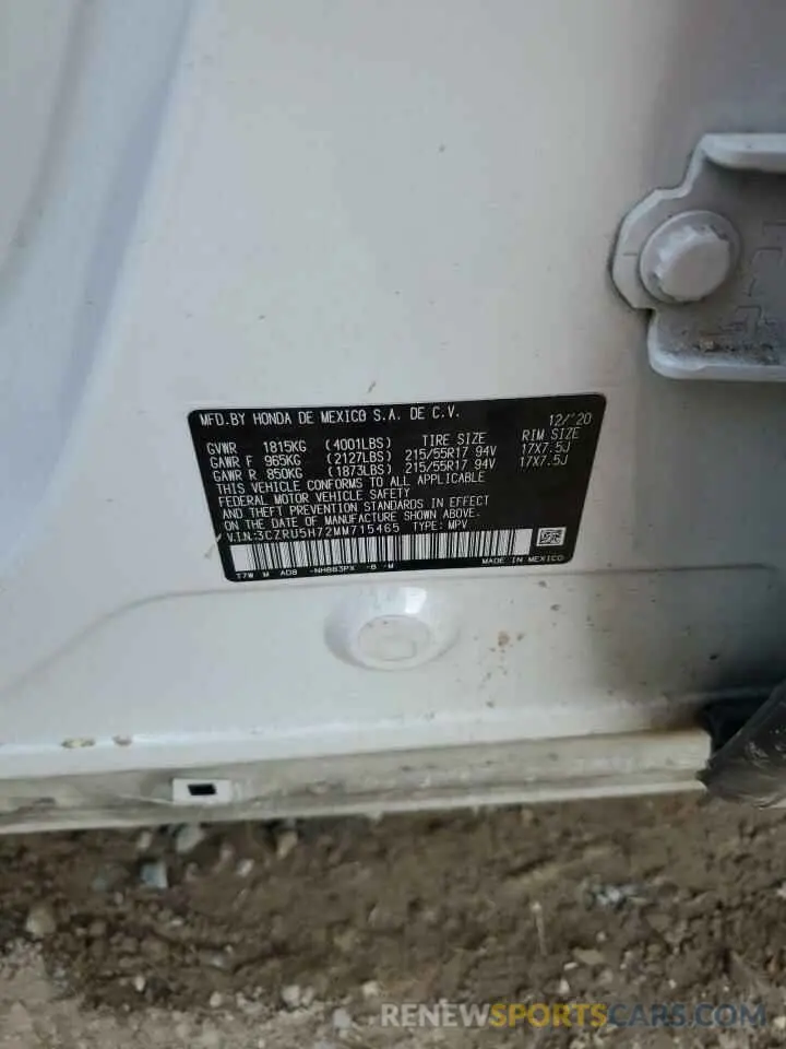 14 Photograph of a damaged car 3CZRU5H72MM715465 HONDA HR-V 2021