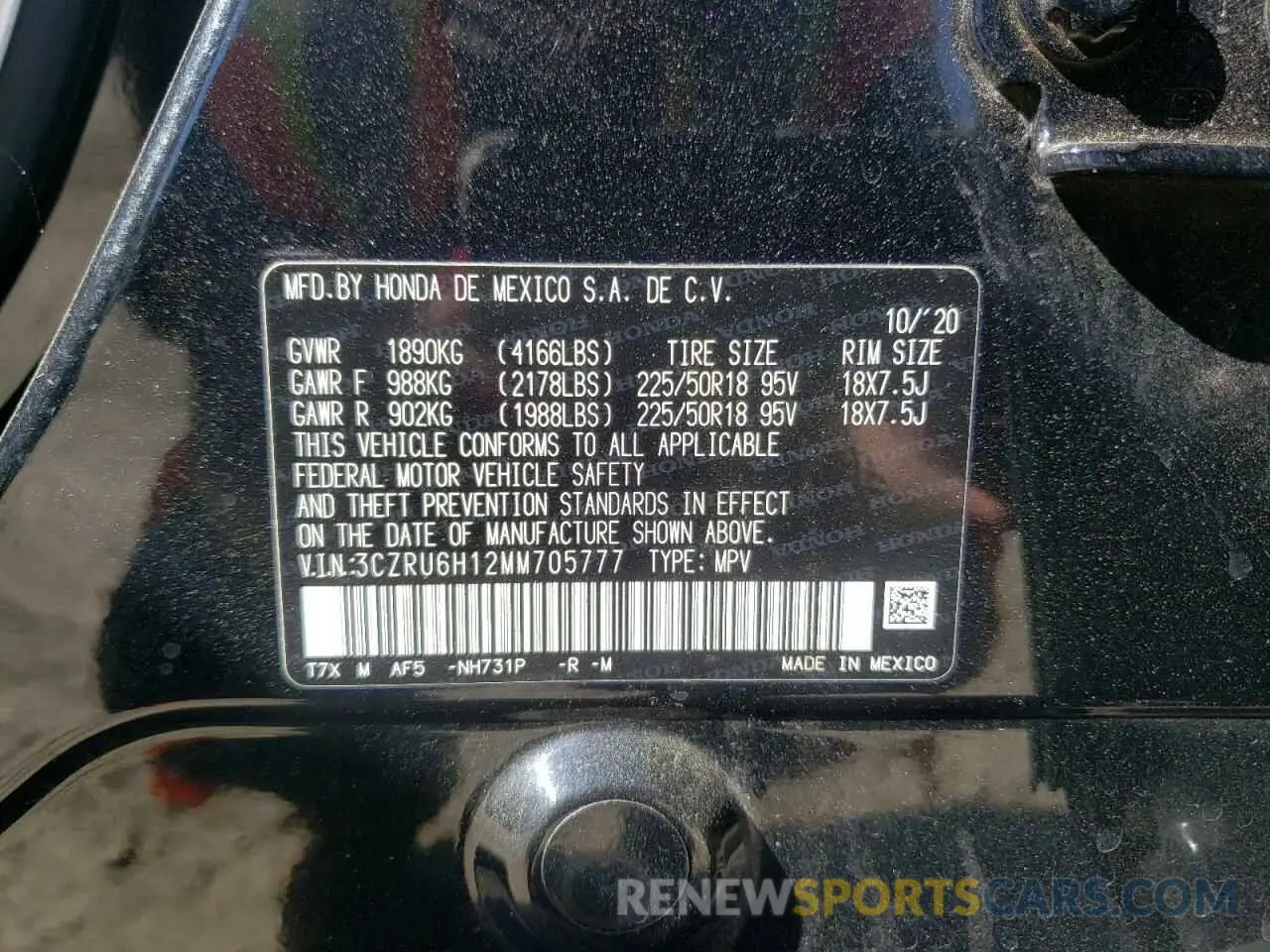 13 Photograph of a damaged car 3CZRU6H12MM705777 HONDA HR-V 2021