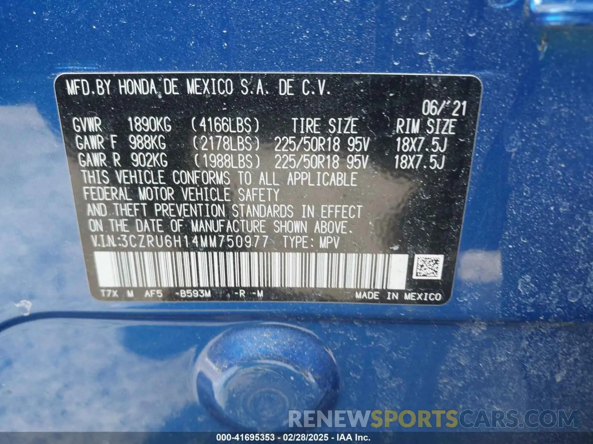 9 Photograph of a damaged car 3CZRU6H14MM750977 HONDA HR-V 2021