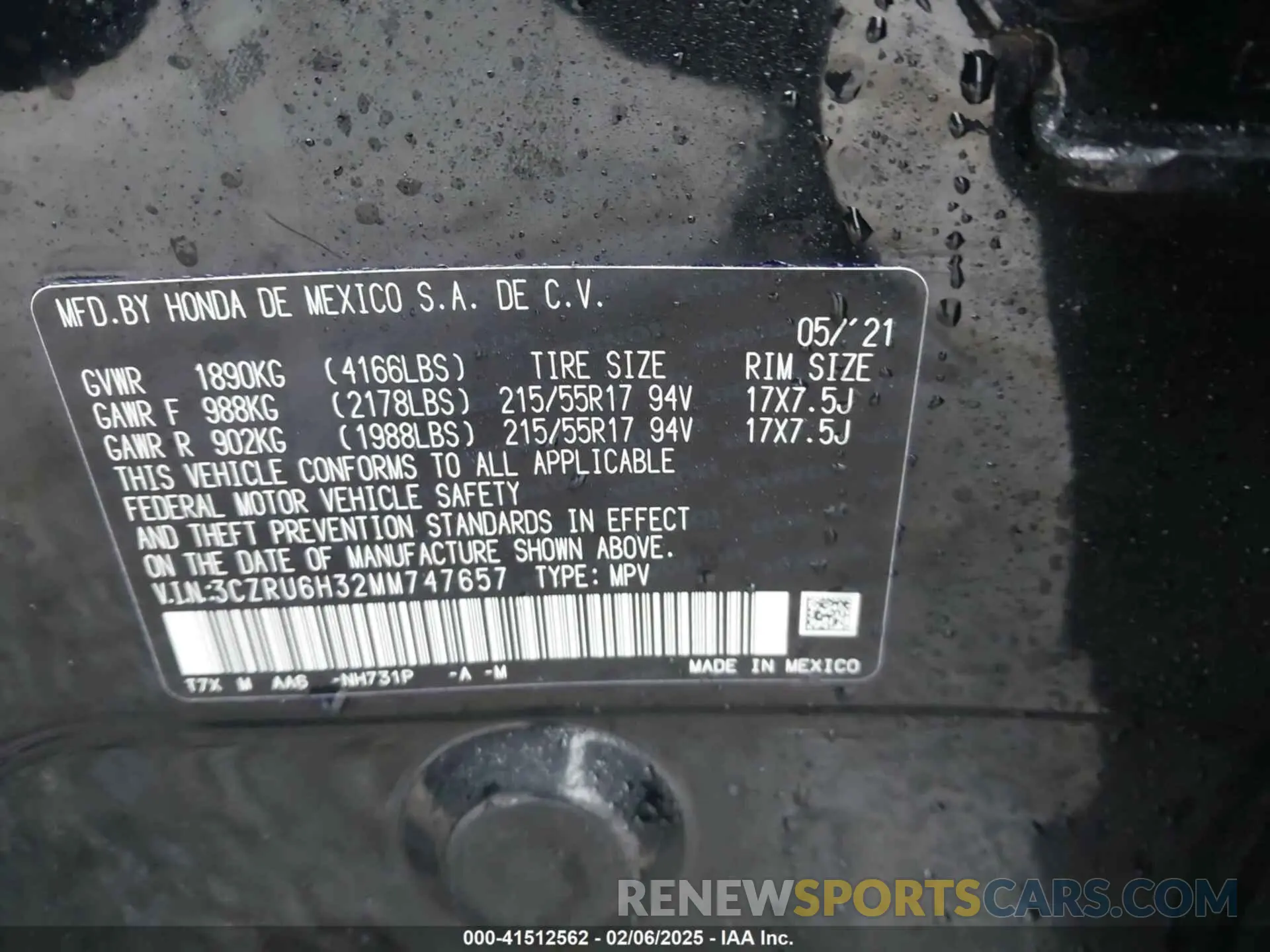 9 Photograph of a damaged car 3CZRU6H32MM747657 HONDA HR-V 2021