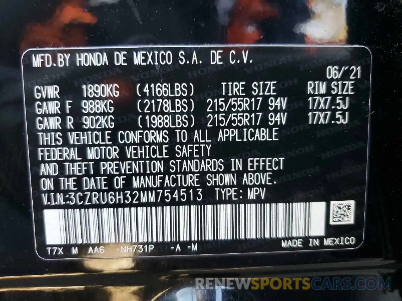 15 Photograph of a damaged car 3CZRU6H32MM754513 HONDA HR-V 2021