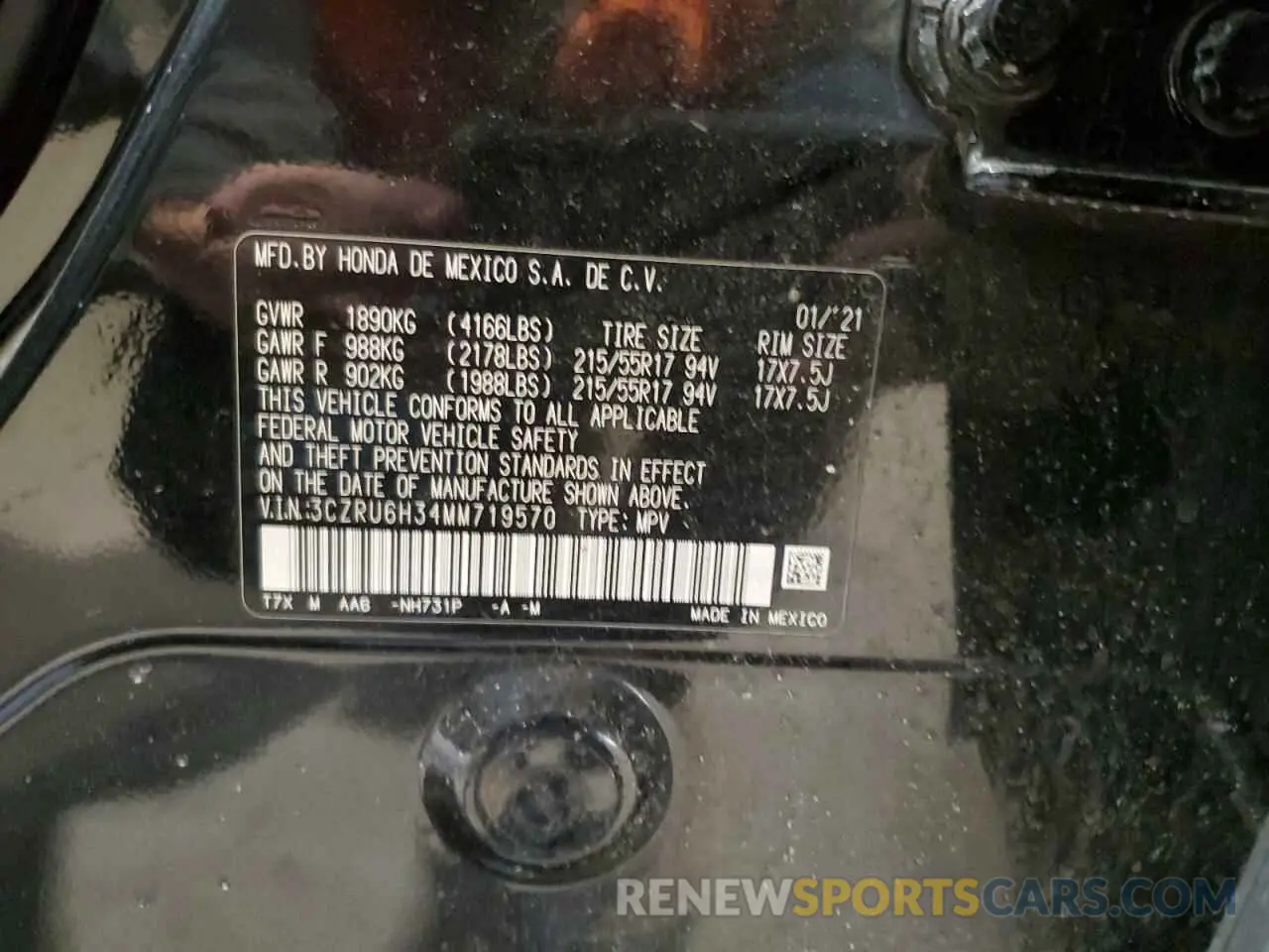 15 Photograph of a damaged car 3CZRU6H34MM719570 HONDA HR-V 2021