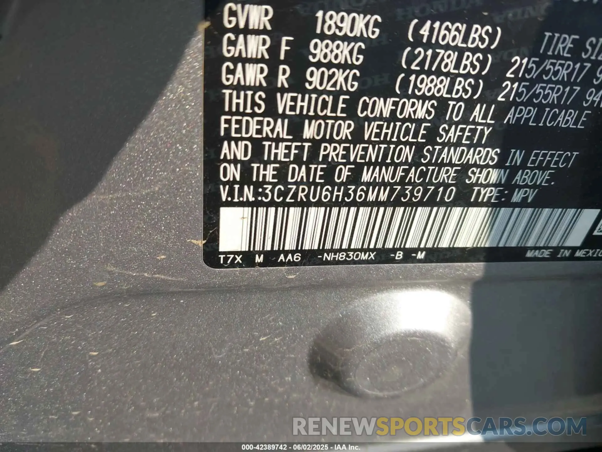 9 Photograph of a damaged car 3CZRU6H36MM739710 HONDA HR-V 2021
